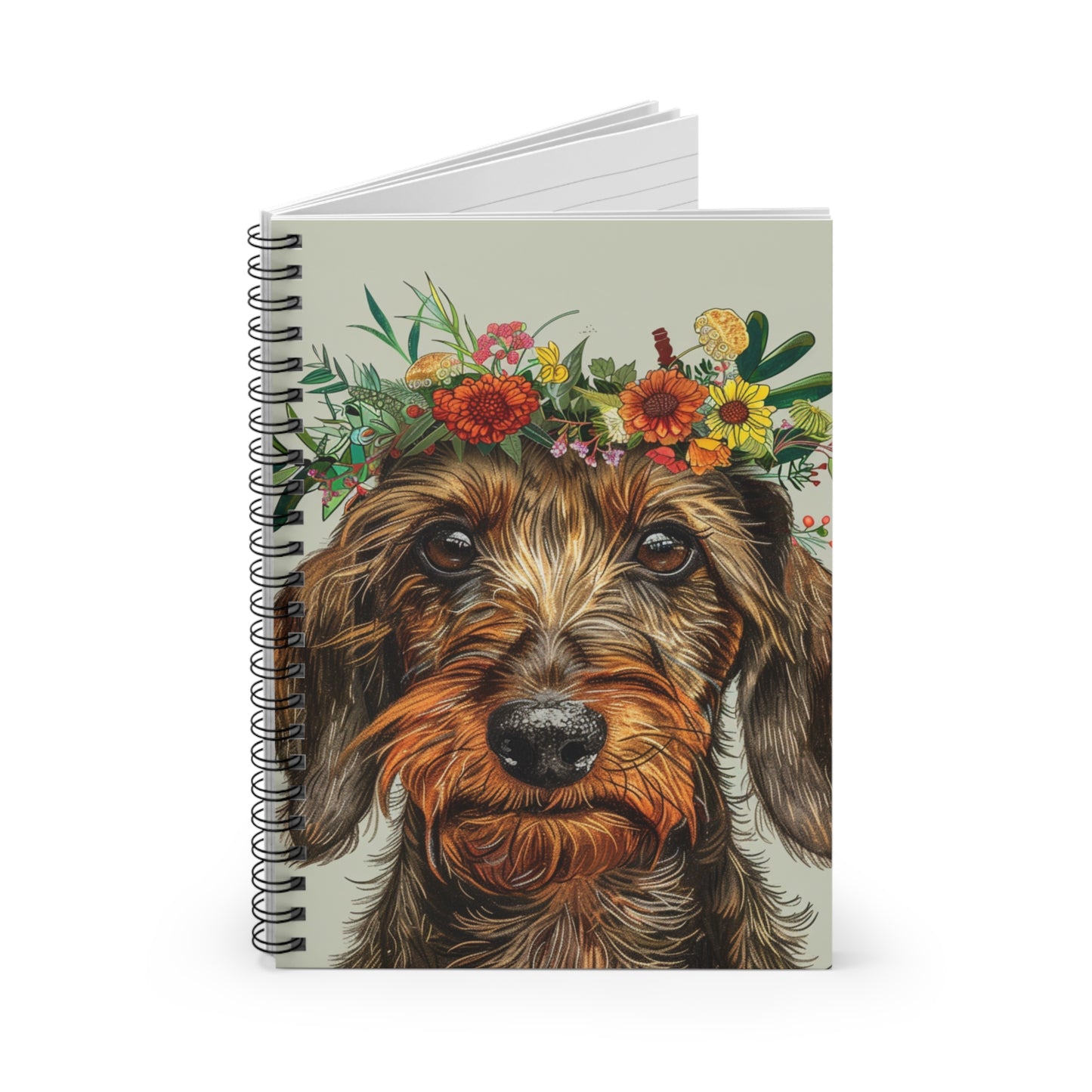 "Wire Crown" Wire-Haired Dachshund Ruled Line Spiral Notebook