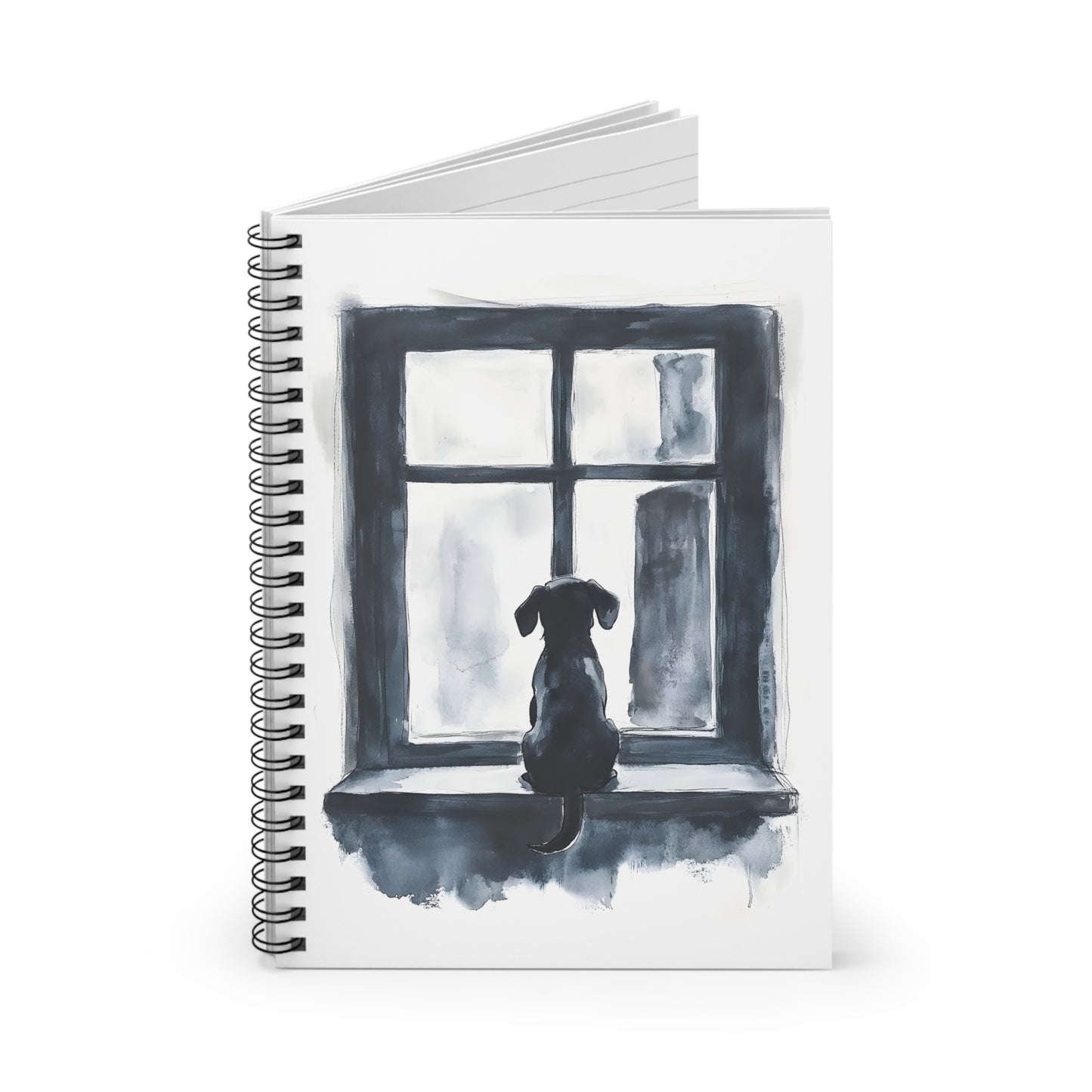 "Window Pane" Smooth-Haired Dachshund Ruled Line Spiral Notebook