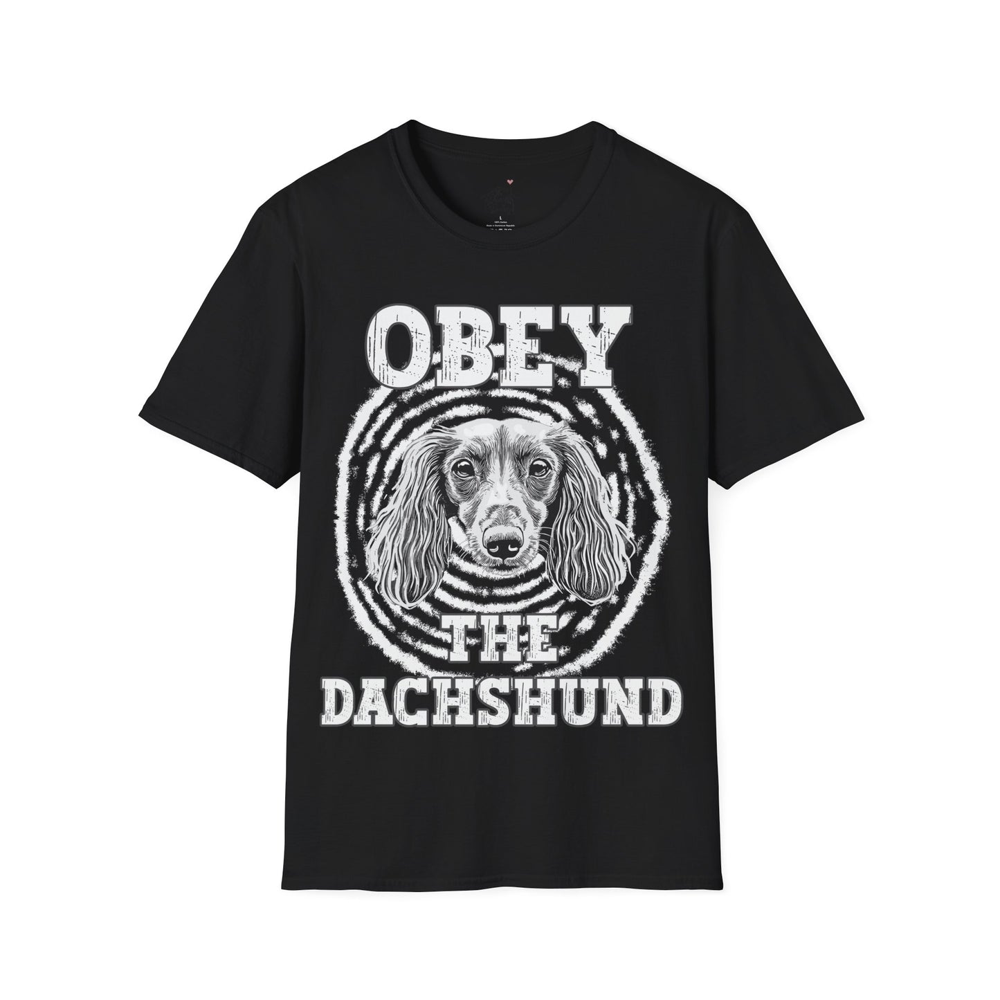 "Obey" Long-Haired Dachshund Unisex Softstyle T-Shirt