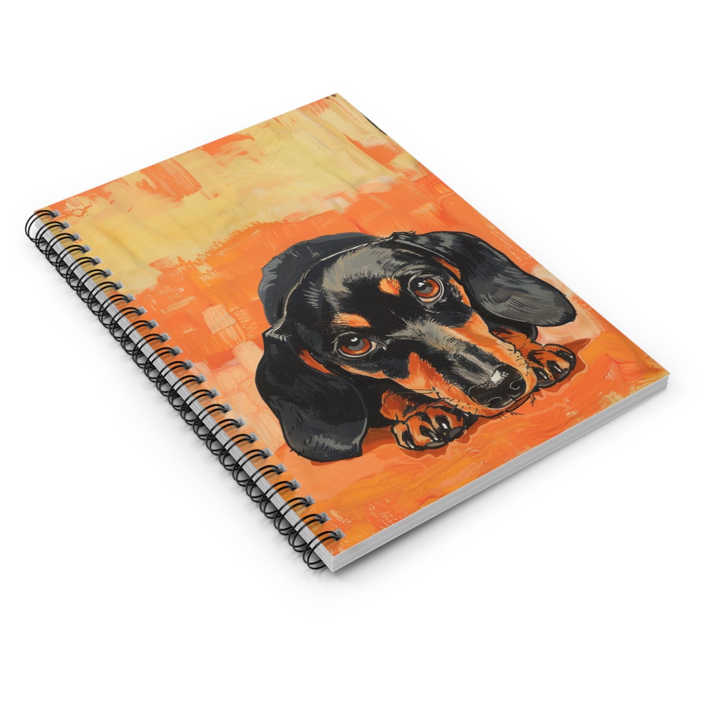 "Paws" Black & Tan Smooth-Haired Dachshund Ruled Line Spiral Notebook