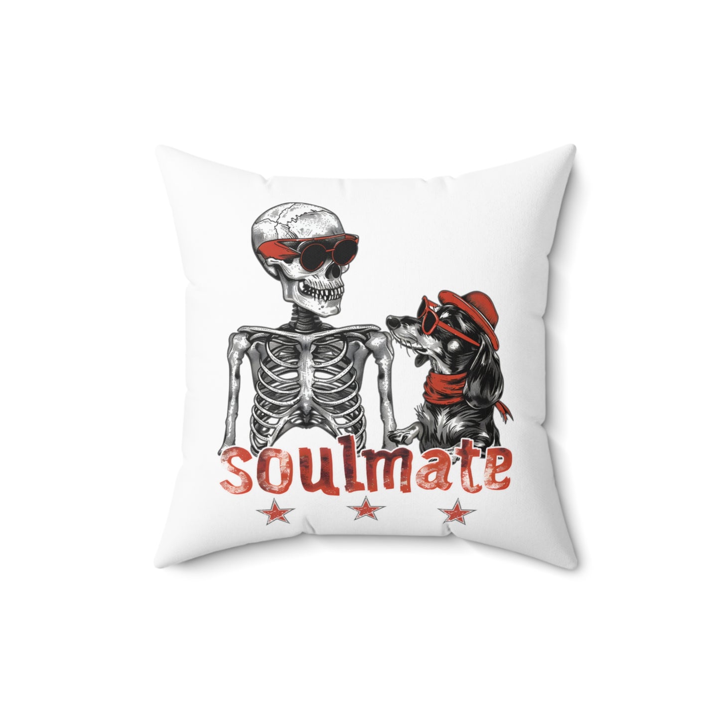 "Soulmate Bros" Long-Haired Dachshund Square Throw Pillow
