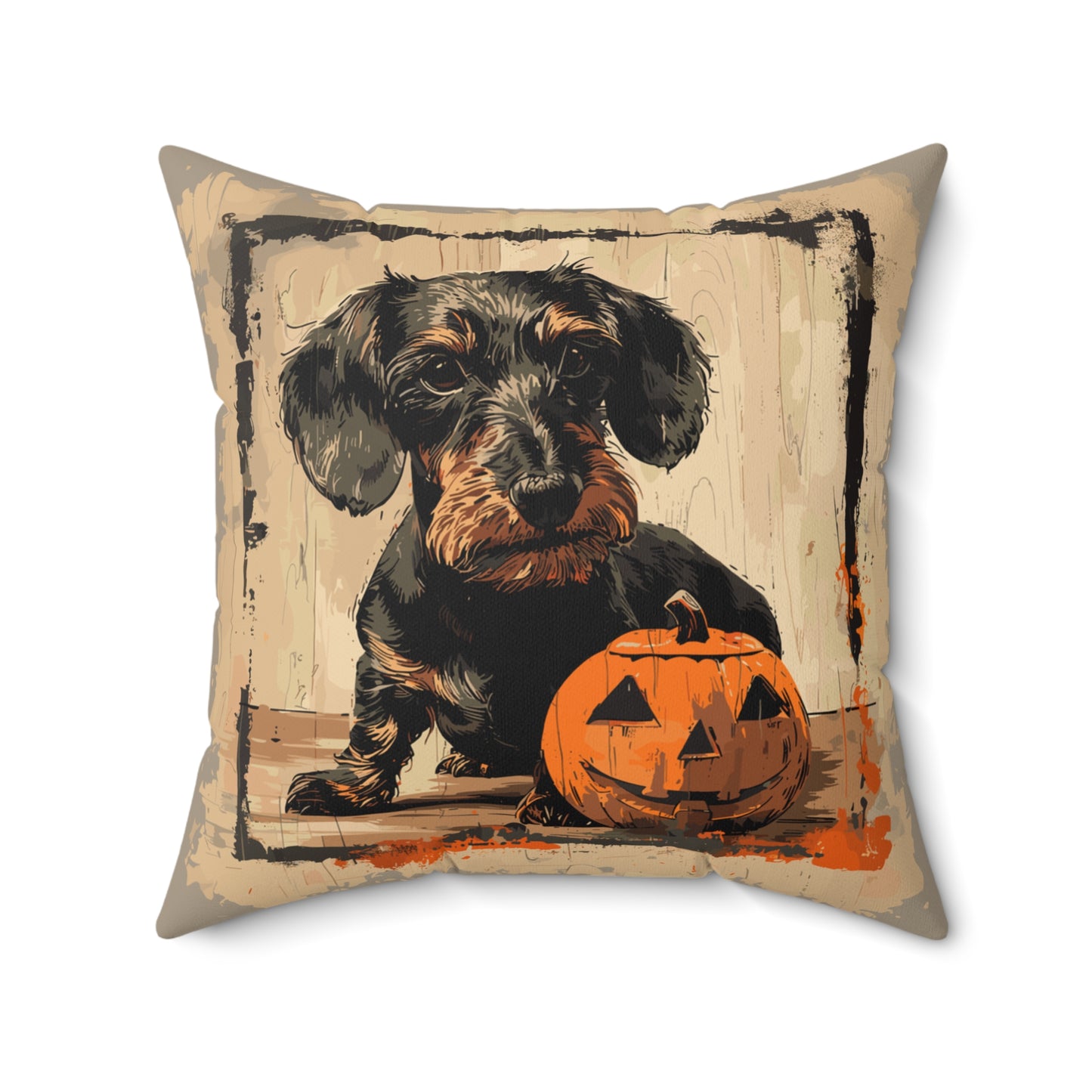 #32 Halloween Inspired Wire-Haired Dachshund Throw Pillow