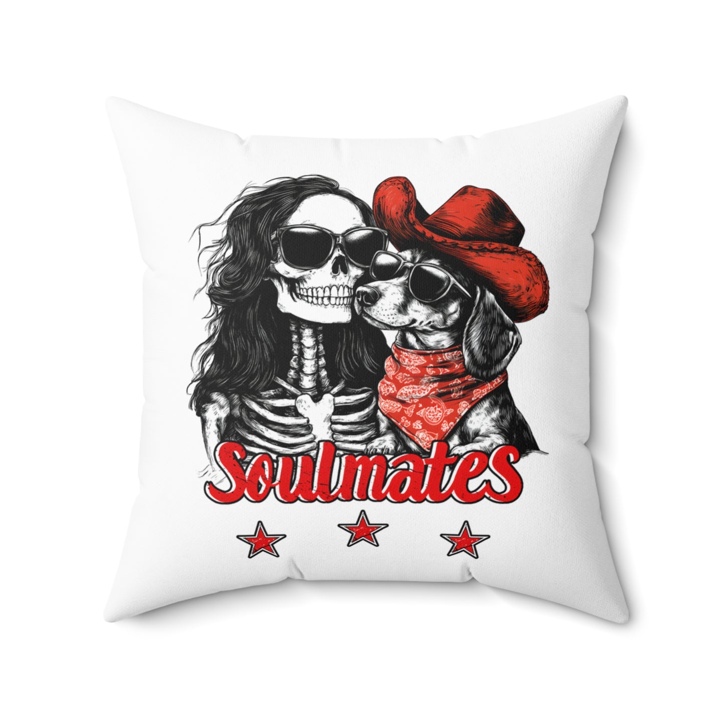 "Smooth Soulmates" Smooth-Haired Dachshund Square Throw Pillow