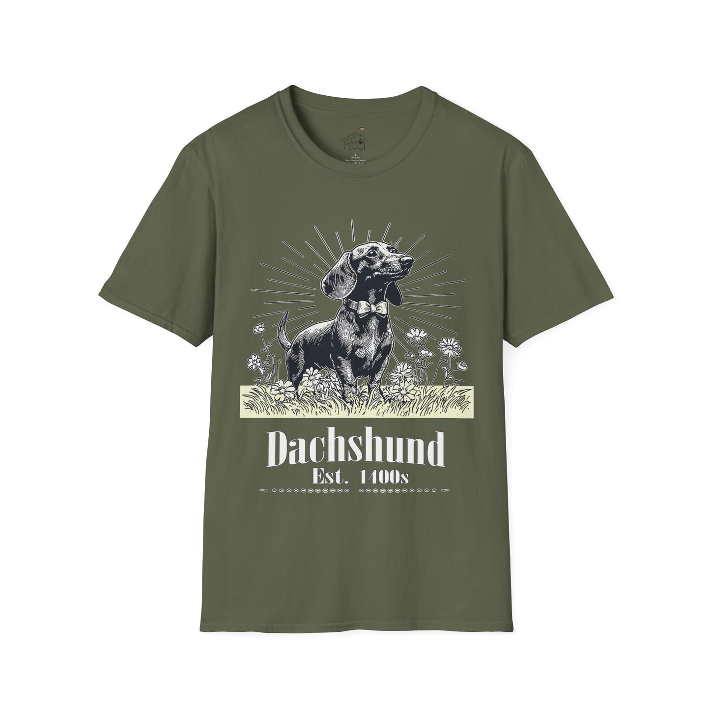 "Circa" Smooth-Haired Dachshund Unisex Softstyle T-Shirt