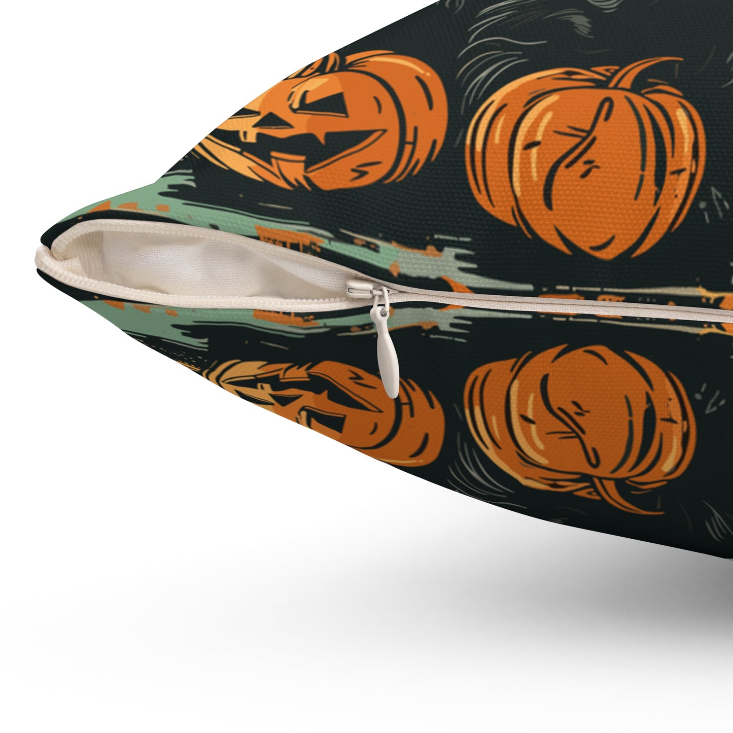 #19 Halloween Inspired Black & Tan Long-Haired Dachshund Throw Pillow