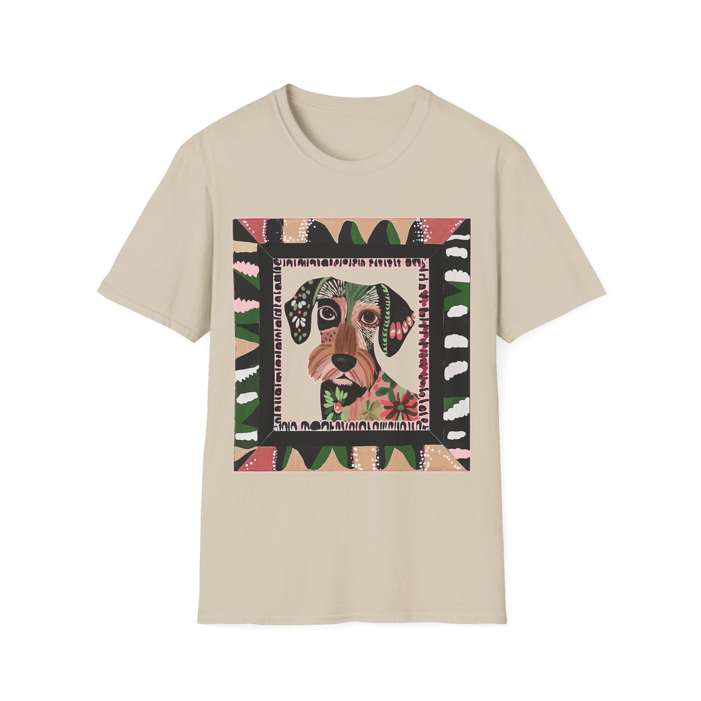 "Wired Wacky Frame" Wire-Haired Dachshund Unisex Softstyle T-Shirt