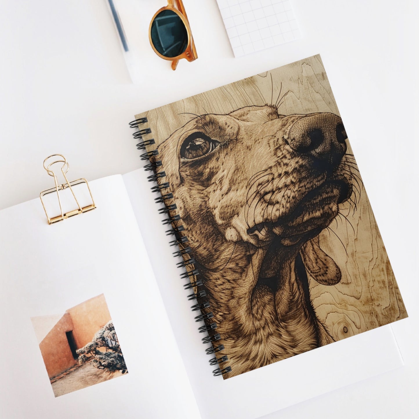 "Smooth Woods" Tan Smooth-Haired Dachshund Ruled Line Spiral Notebook