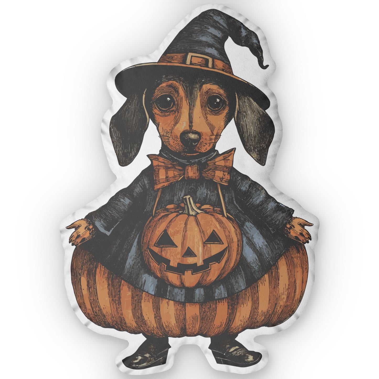 #13 Vintage Halloween Inspired Tan Smooth-Haired Dachshund Custom Shaped Pillow