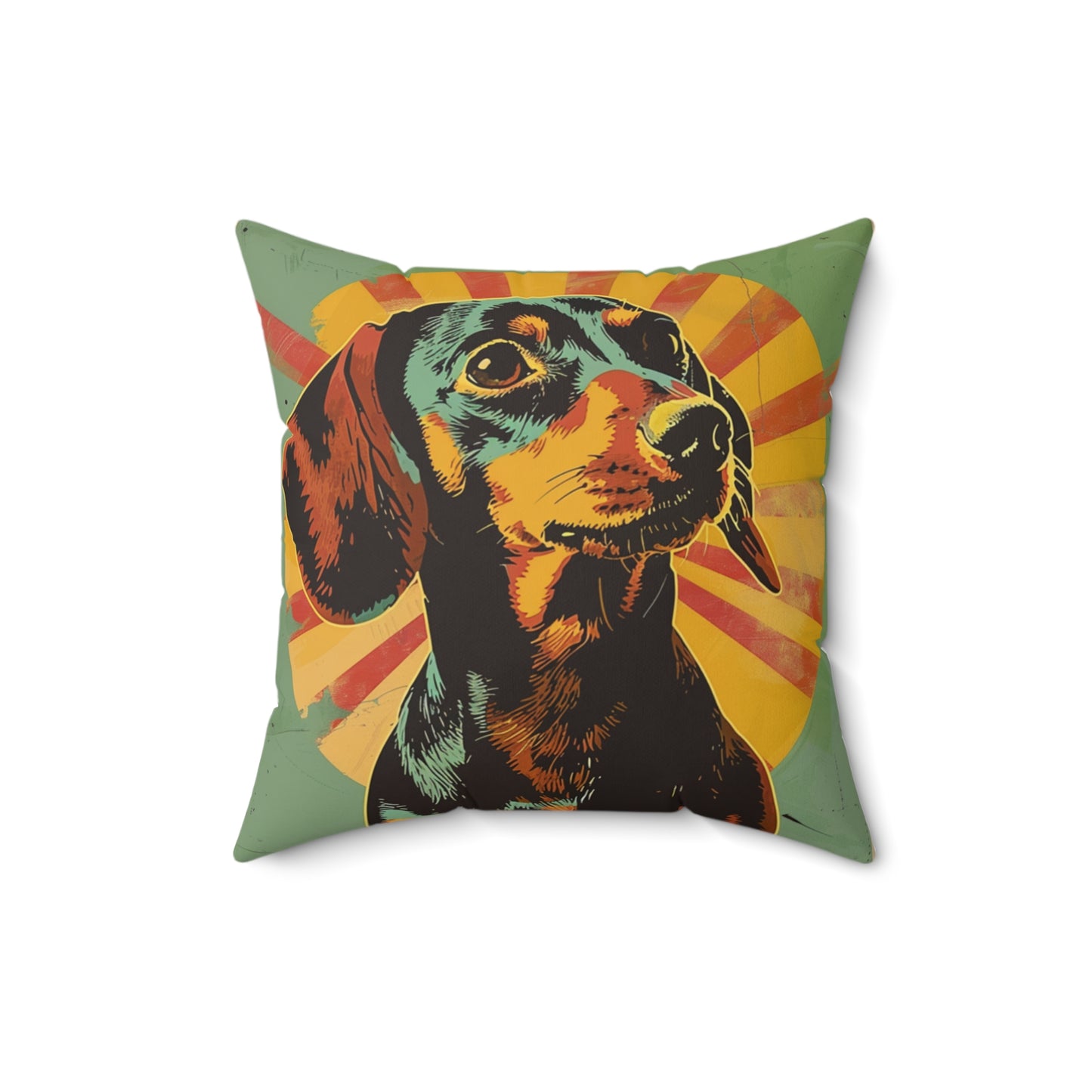 "Pow!" Smooth-Haired Dachshund Square Throw Pillow