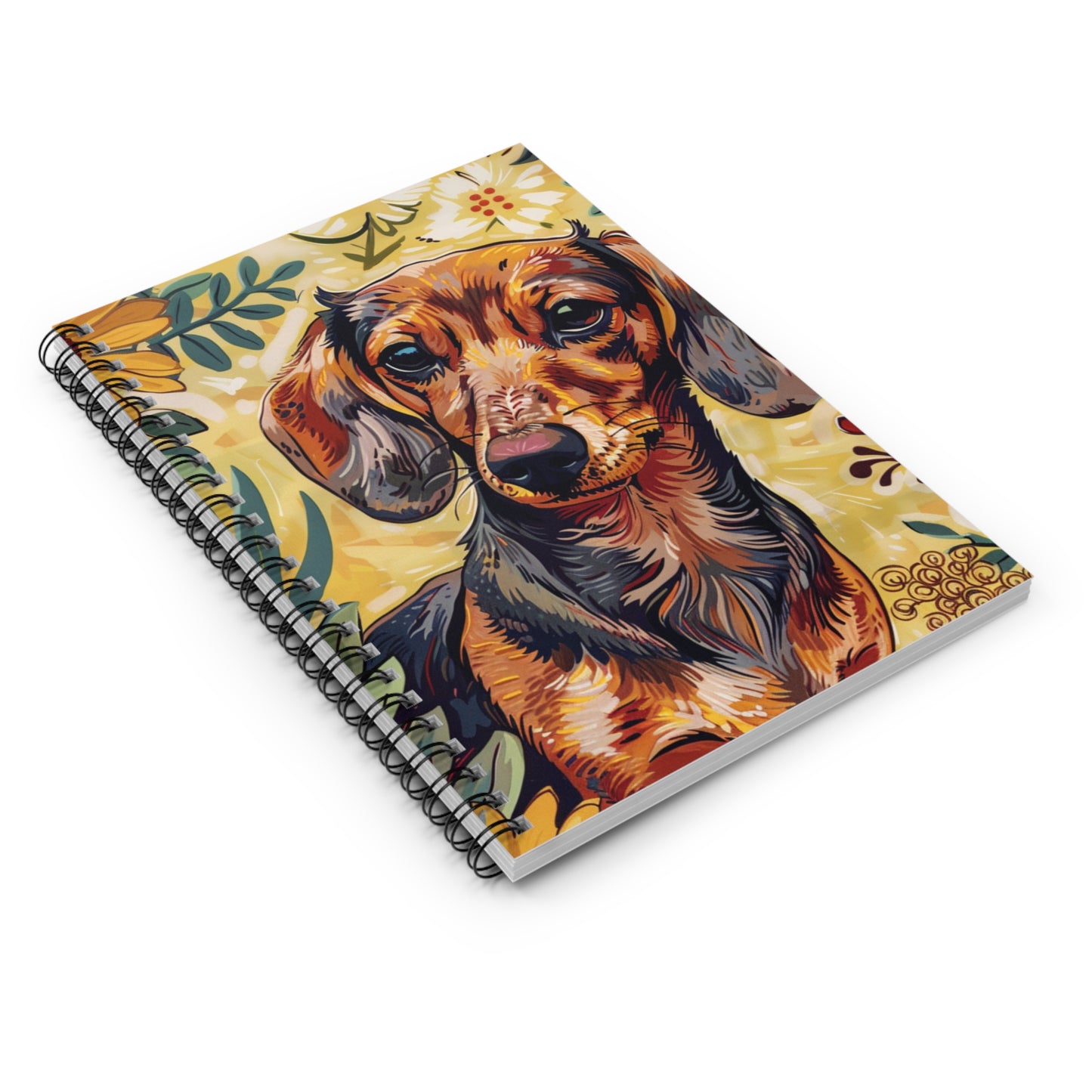"Cadmium" Tan Smooth-Haired Dachshund Ruled Line Spiral Notebook