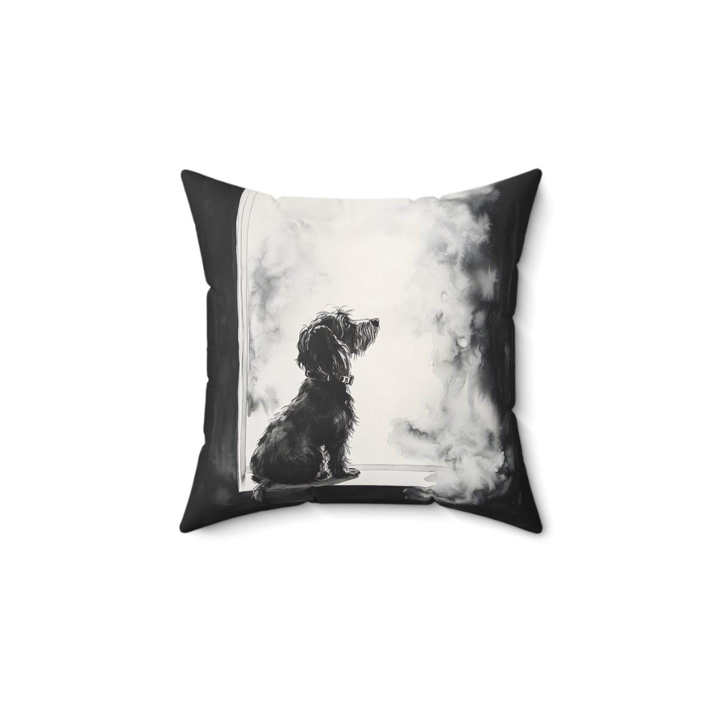 "Window Pane" Wire-Haired Dachshund Square Throw Pillow