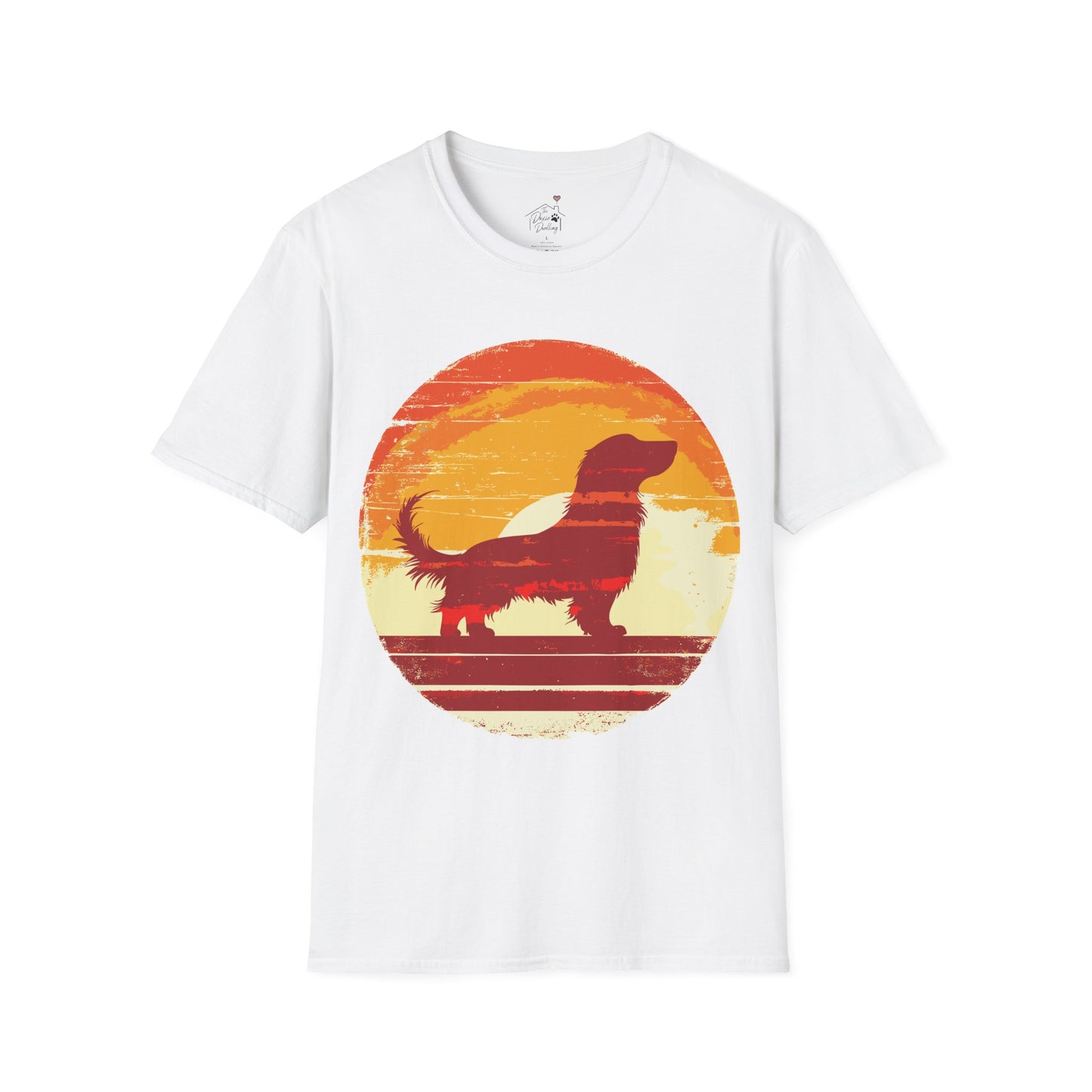 "Long Sunset" Long-Haired Dachshund Unisex Softstyle T-Shirt