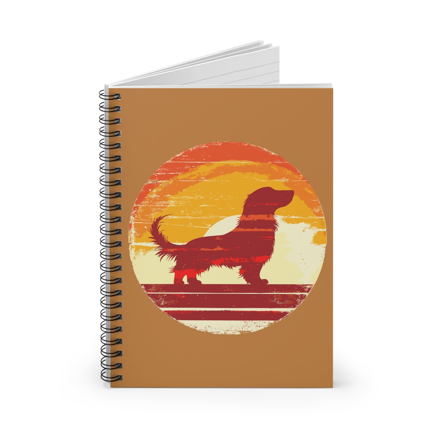 "Long Sunset" Long-Haired Dachshund Ruled Line Spiral Notebook