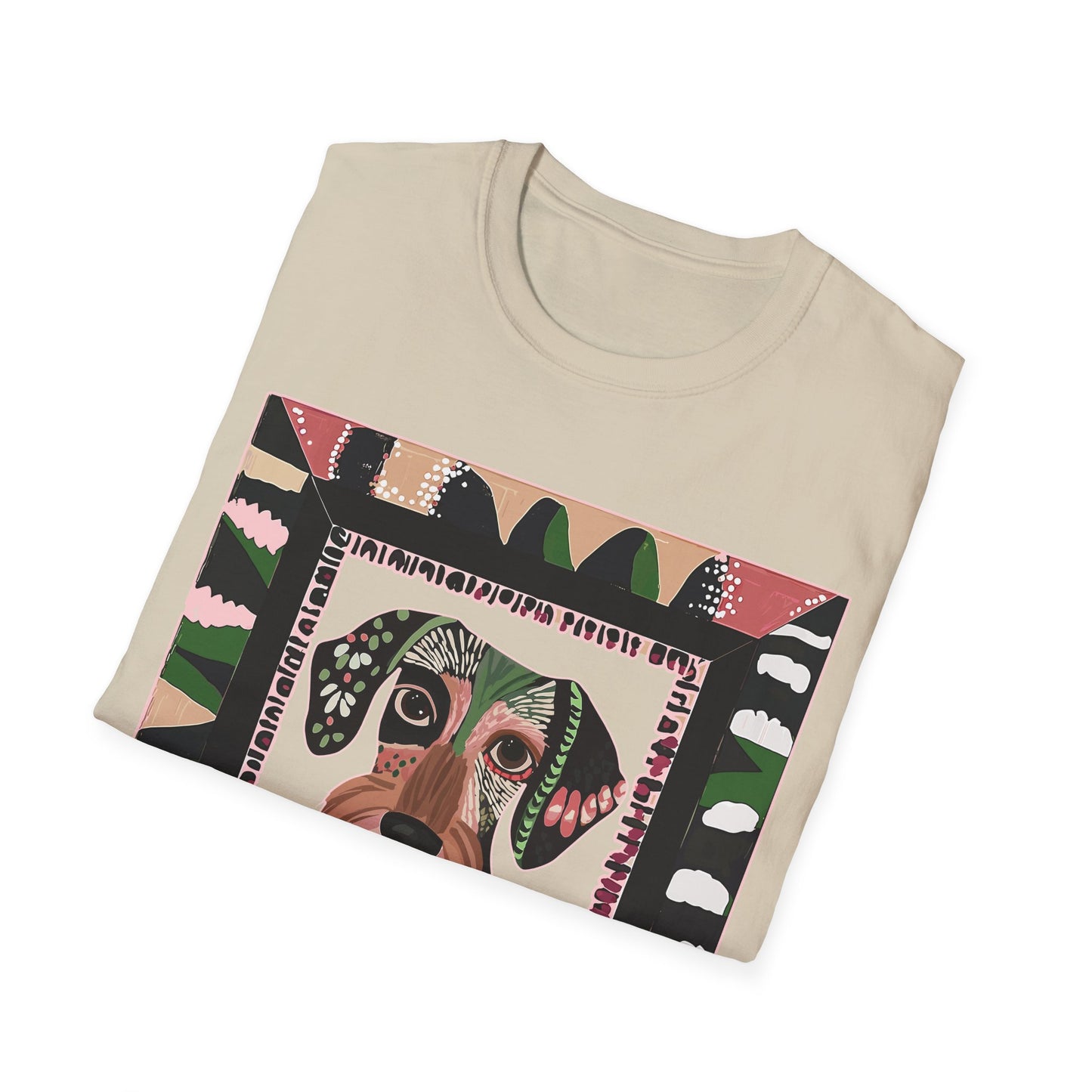 "Wired Wacky Frame" Wire-Haired Dachshund Unisex Softstyle T-Shirt