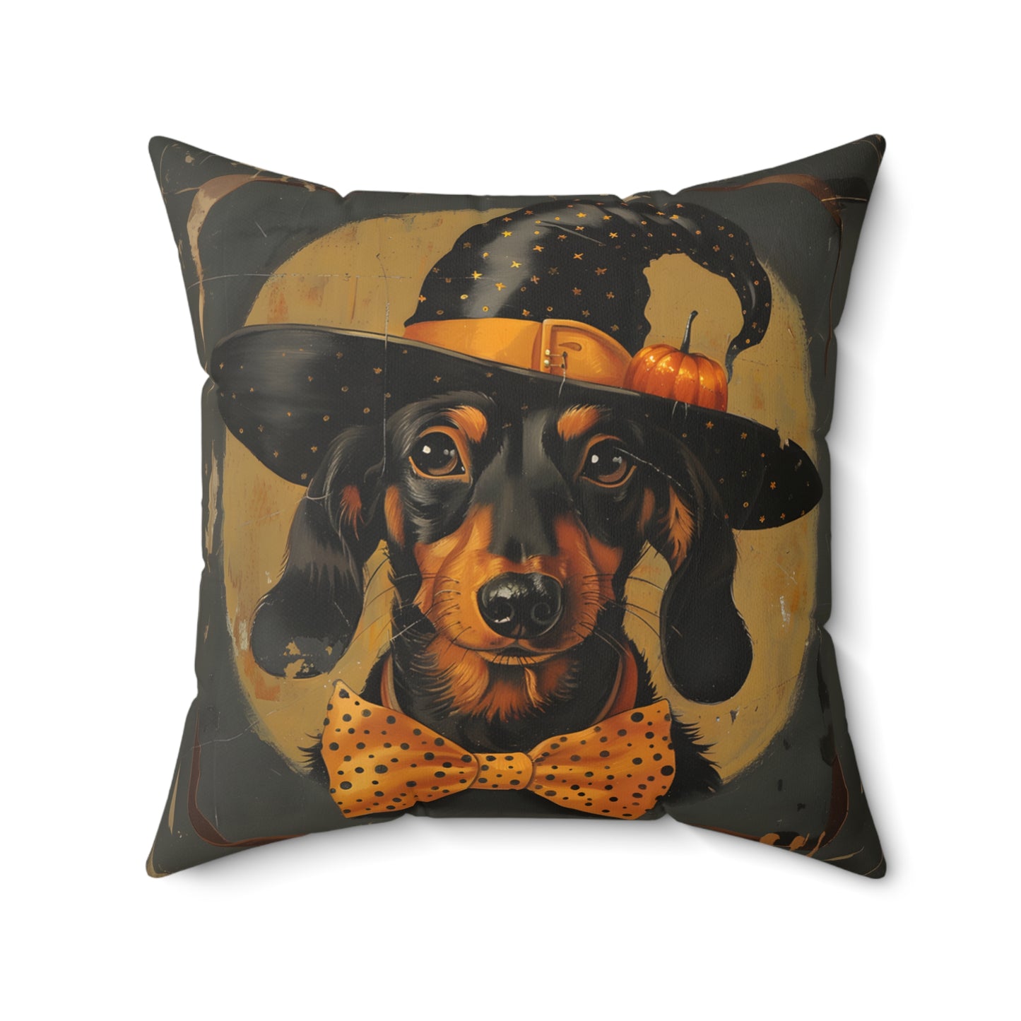 #1 Halloween Inspired Black & Tan Smooth-Haired Dachshund Throw Pillow