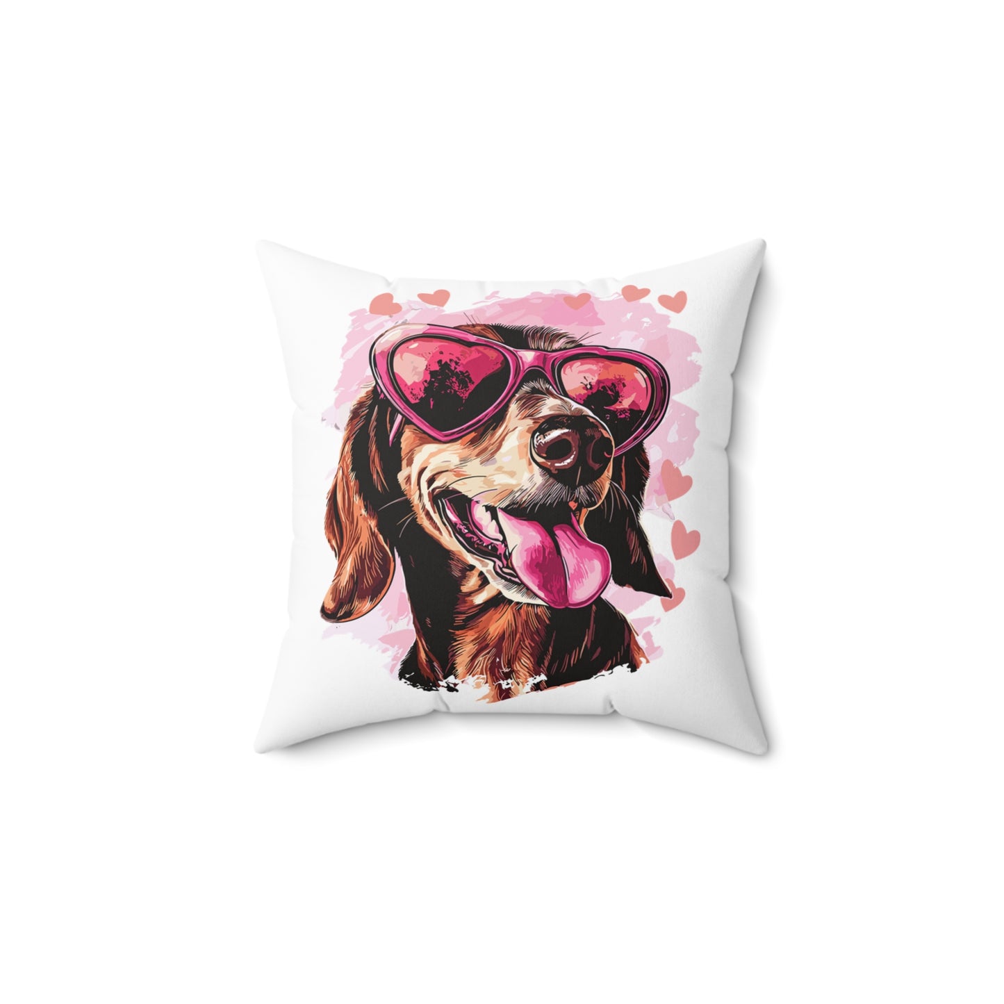 "Tanned Hearts" Tan Smooth-Haired Dachshund Square Throw Pillow
