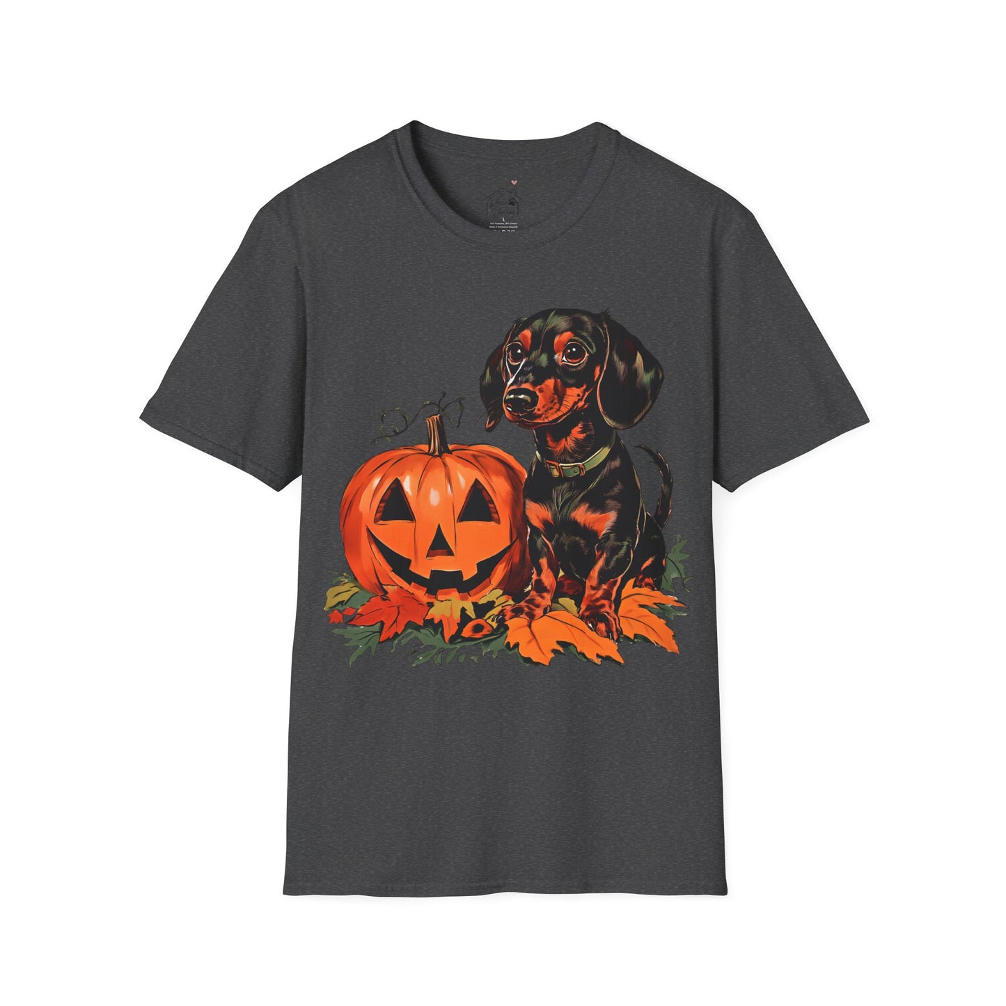 "Season's Greetings" Black and Tan Smooth-Haired Dachshund Halloween Unisex Softstyle T-Shirt