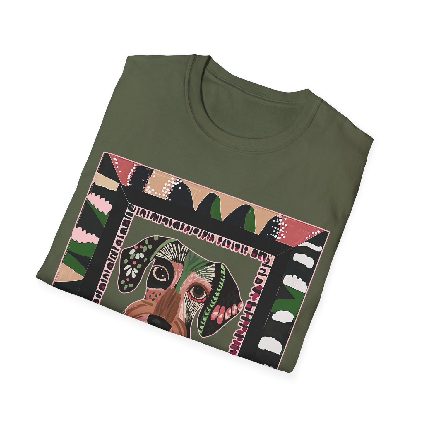 "Wired Wacky Frame" Wire-Haired Dachshund Unisex Softstyle T-Shirt