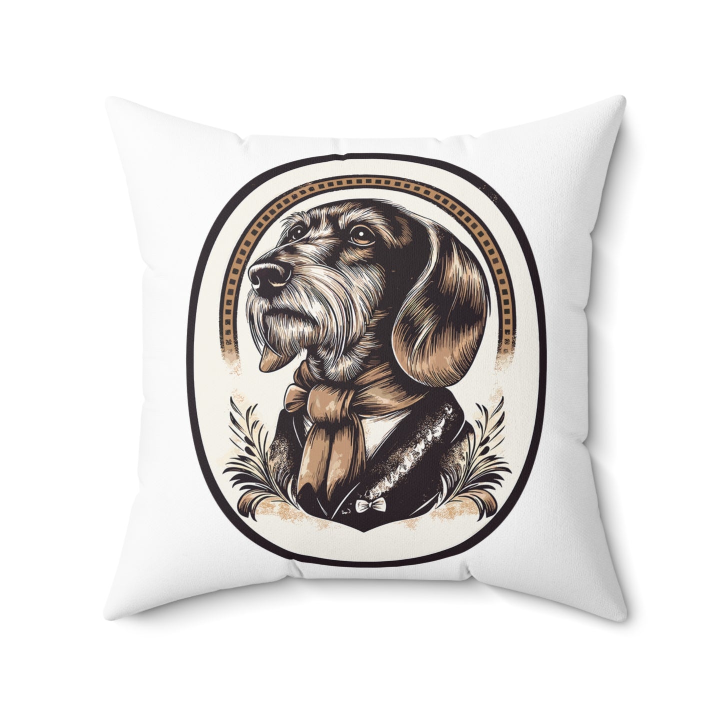 "Distinguished Gentlemen" Wire-Haired Dachshund Square Throw Pillow