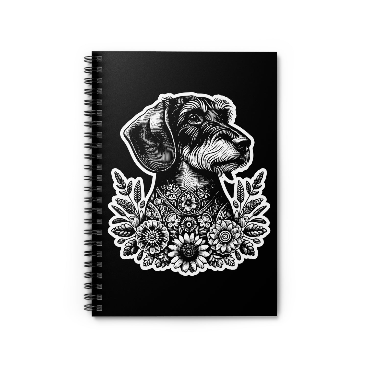 "#8 Floral Print" Wire-Haired Dachshund Ruled Line Spiral Notebook