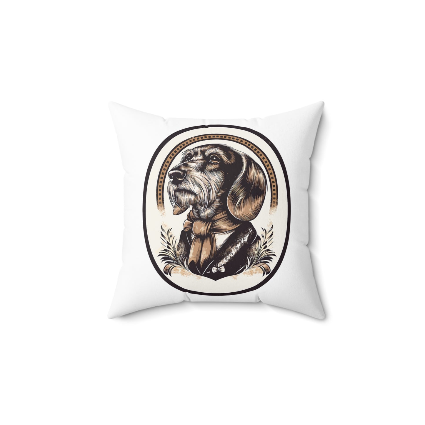 "Distinguished Gentlemen" Wire-Haired Dachshund Square Throw Pillow