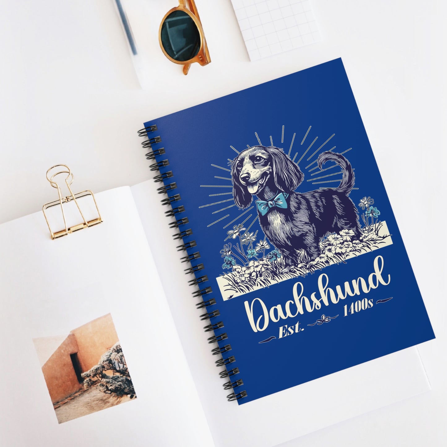"Circa" Long-Haired Dachshund Ruled Line Spiral Notebook