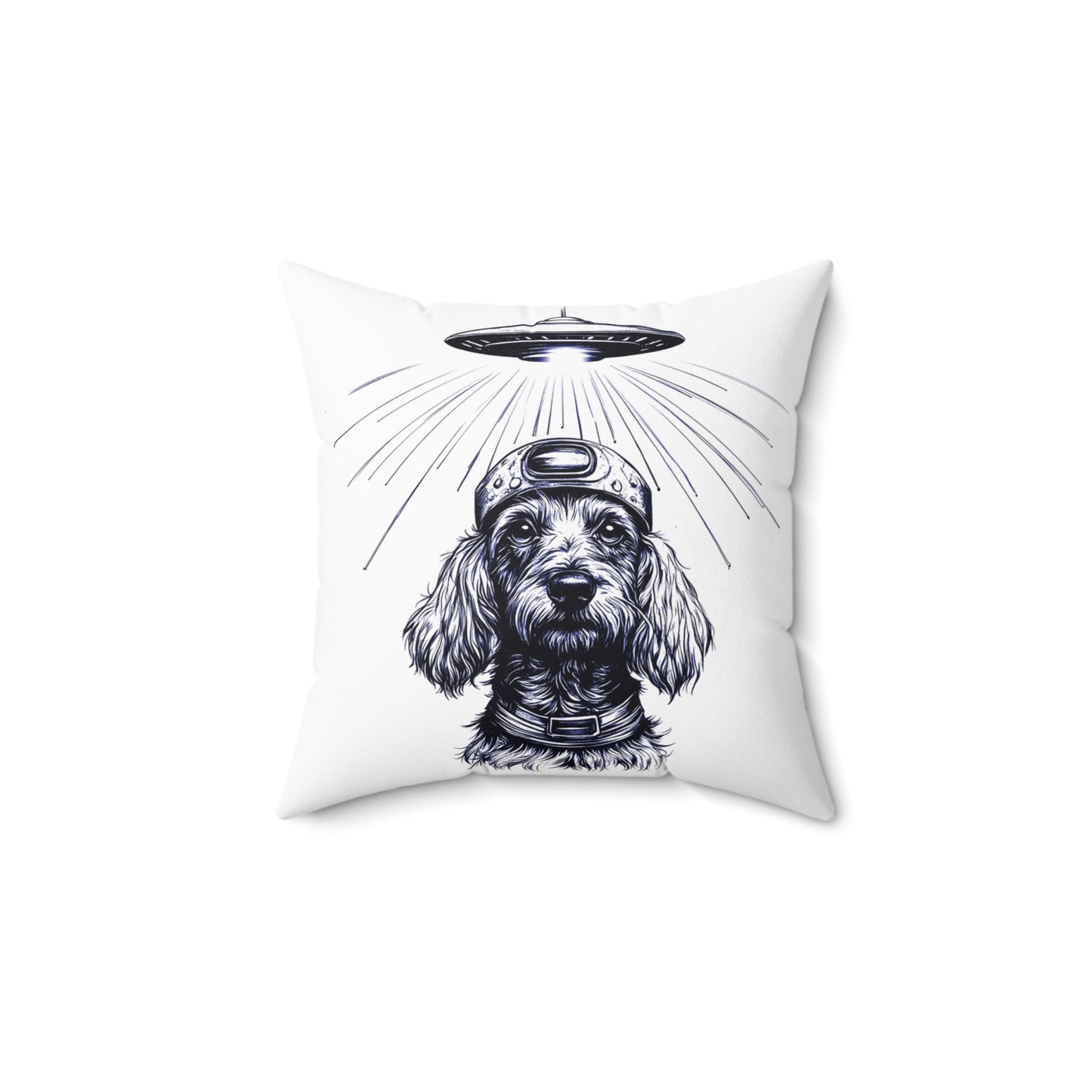 "Blue Beam" Wire-Haired Dachshund Square Throw Pillow