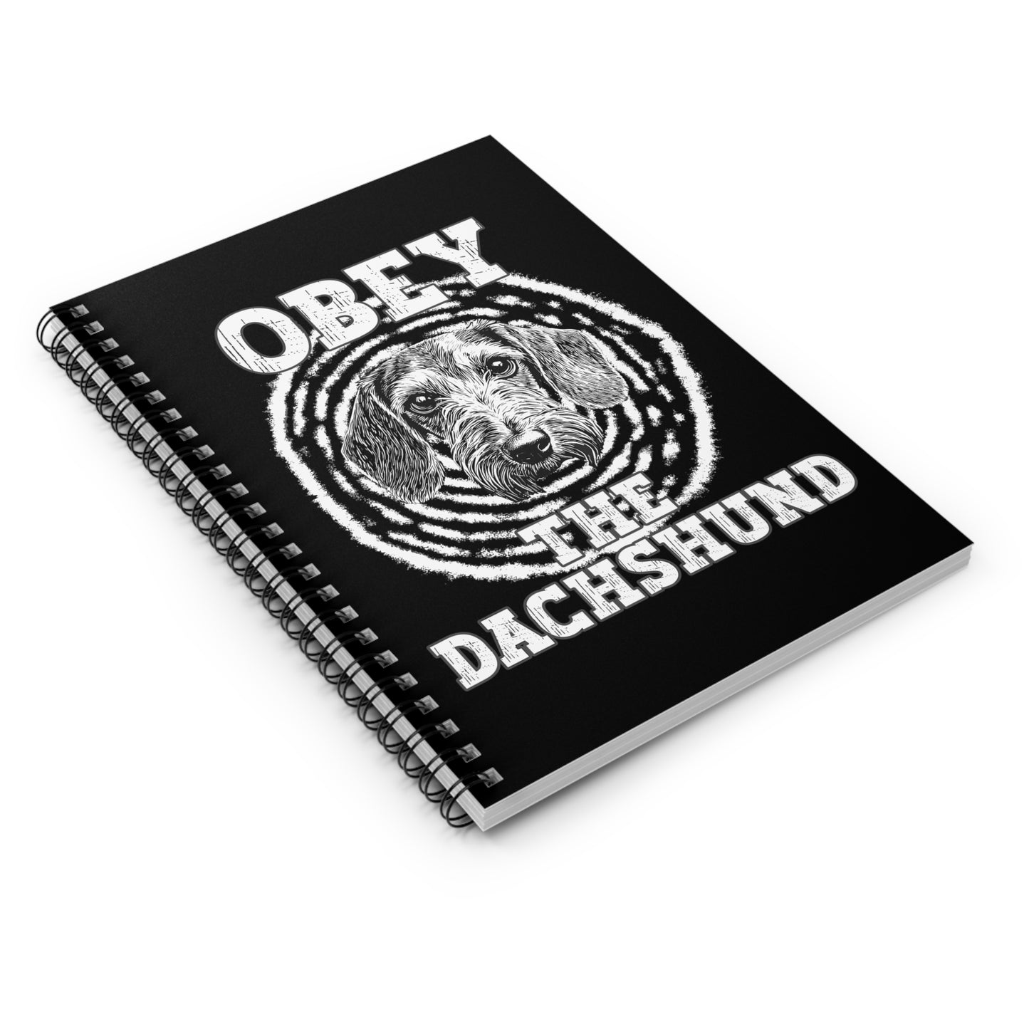 "Obey" Wire-Haired Dachshund Ruled Line Spiral Notebook