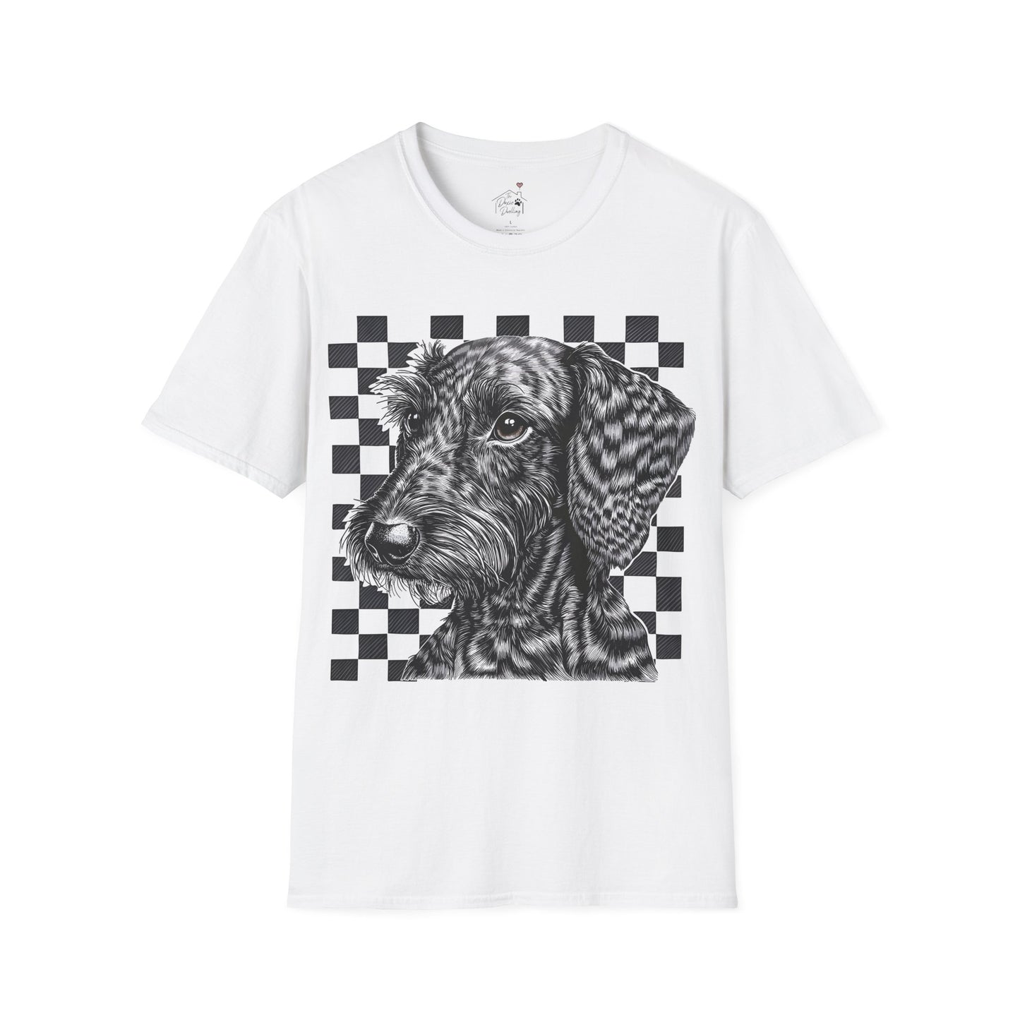 "Wired Check" Wire-Haired Dachshund Unisex Softstyle T-Shirt
