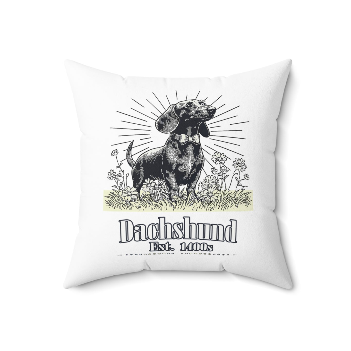 "Circa" Smooth-Haired Dachshund Square Throw Pillow
