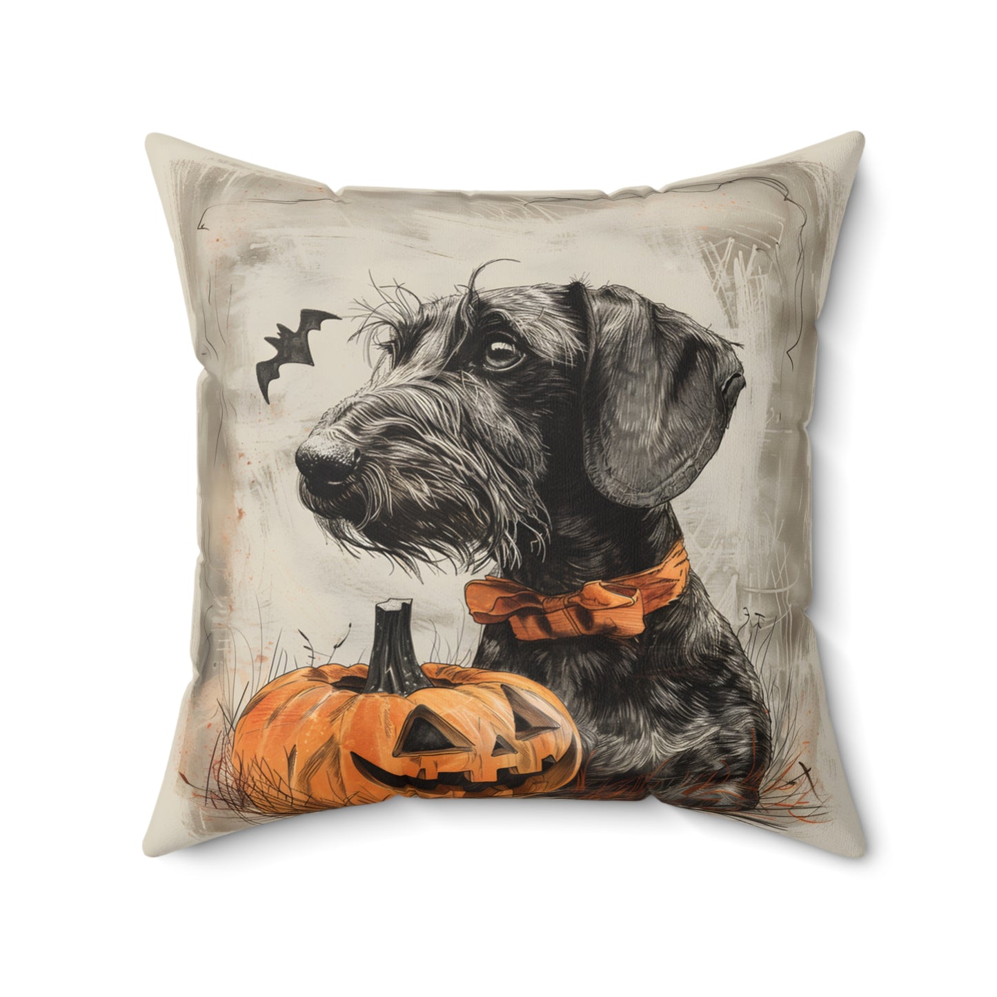 #31 Halloween Inspired Wire-Haired Dachshund Throw Pillow