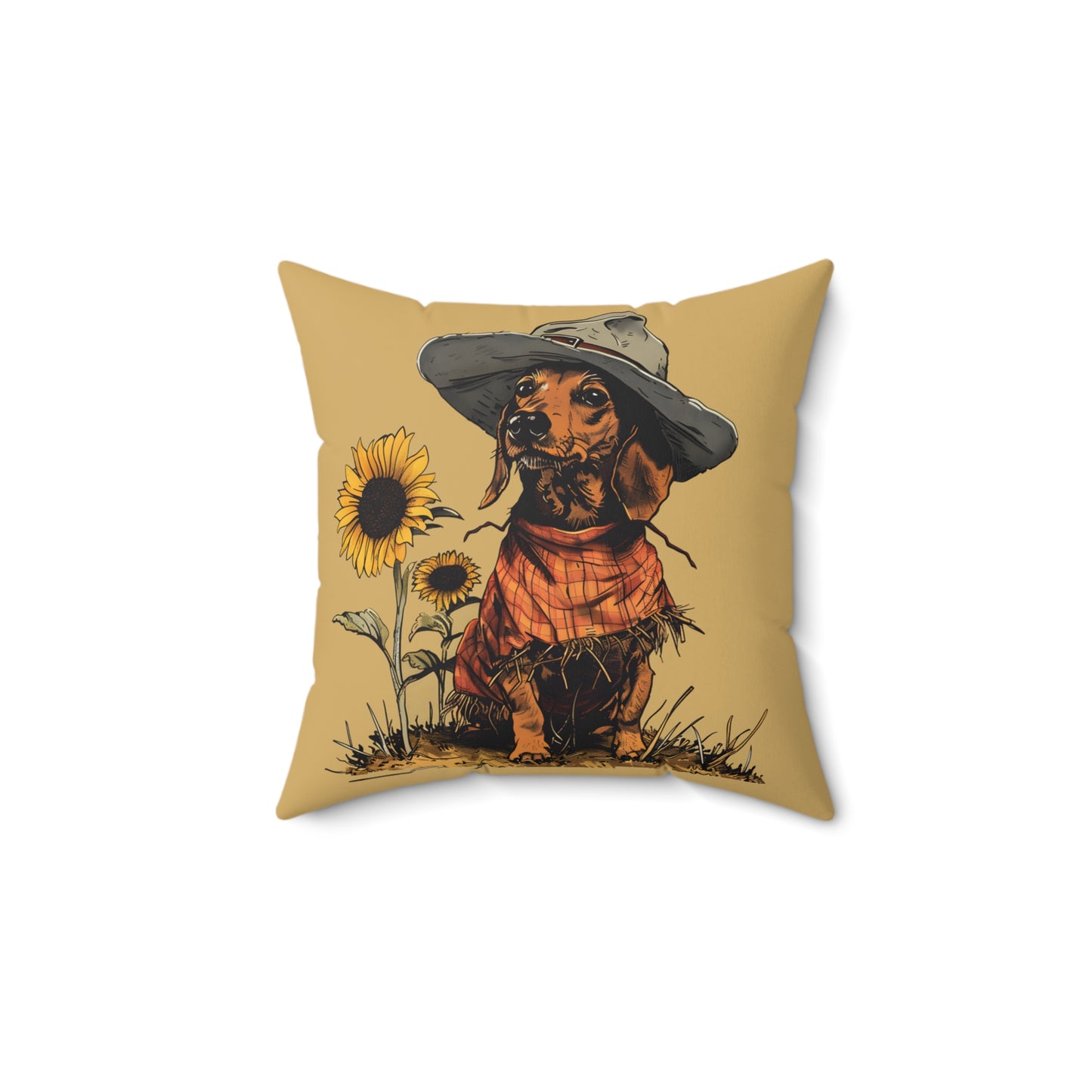 #7 Autumn Inspired Tan Smooth-Haired Dachshund Throw Pillow