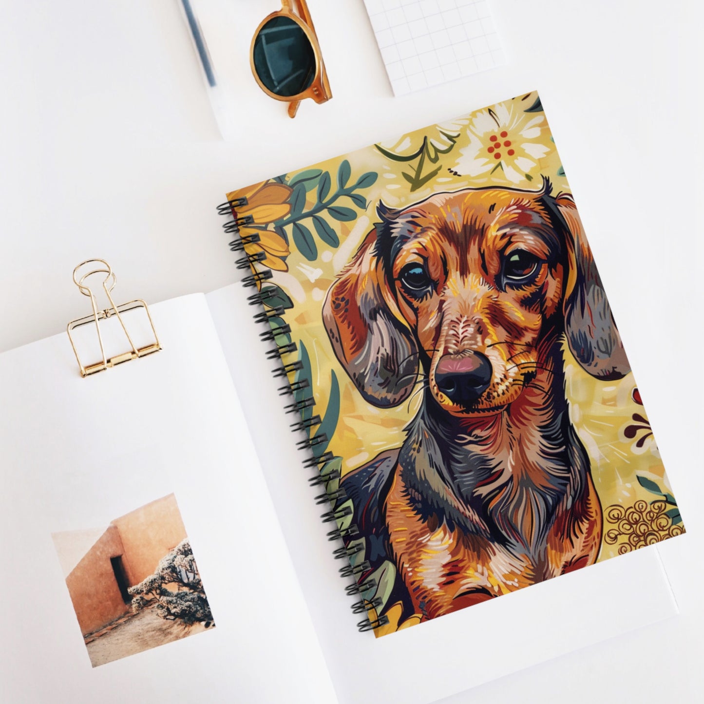 "Cadmium" Tan Smooth-Haired Dachshund Ruled Line Spiral Notebook