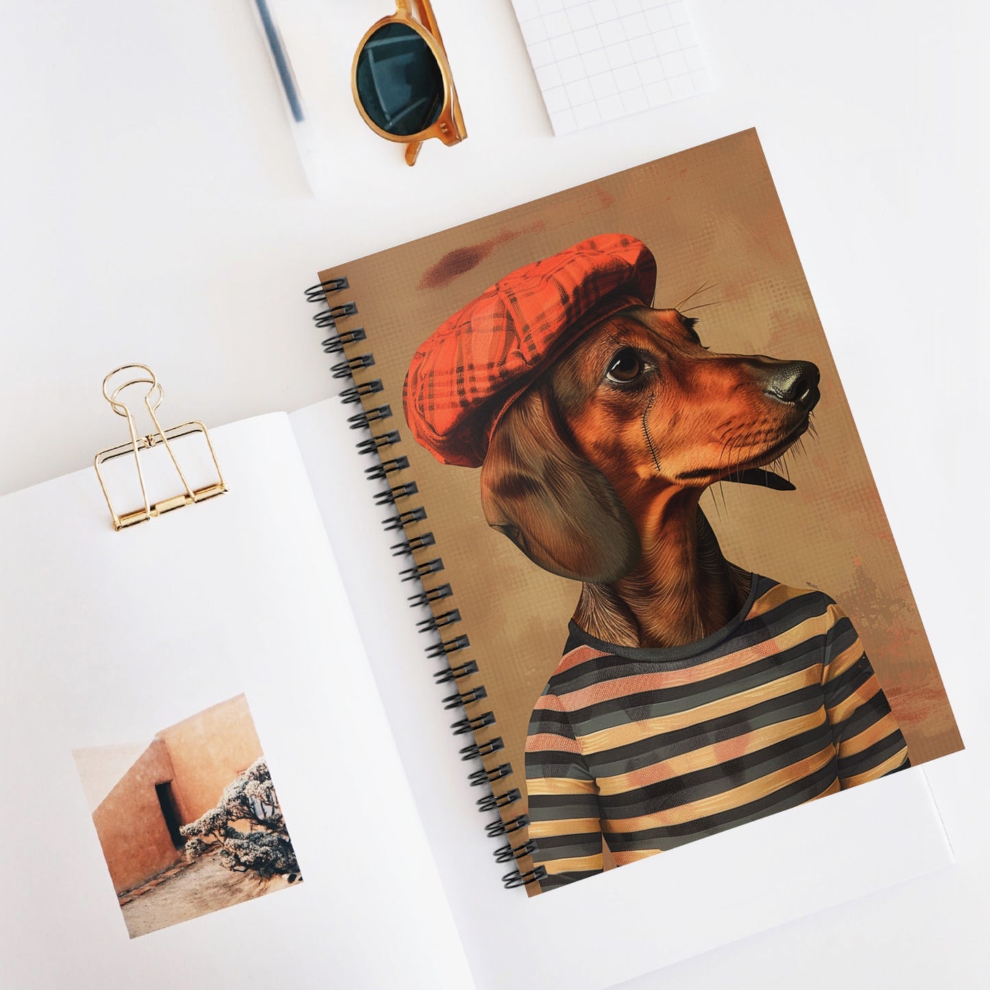 "Scar" Tan Smooth-Haired Dachshund Ruled Line Spiral Notebook