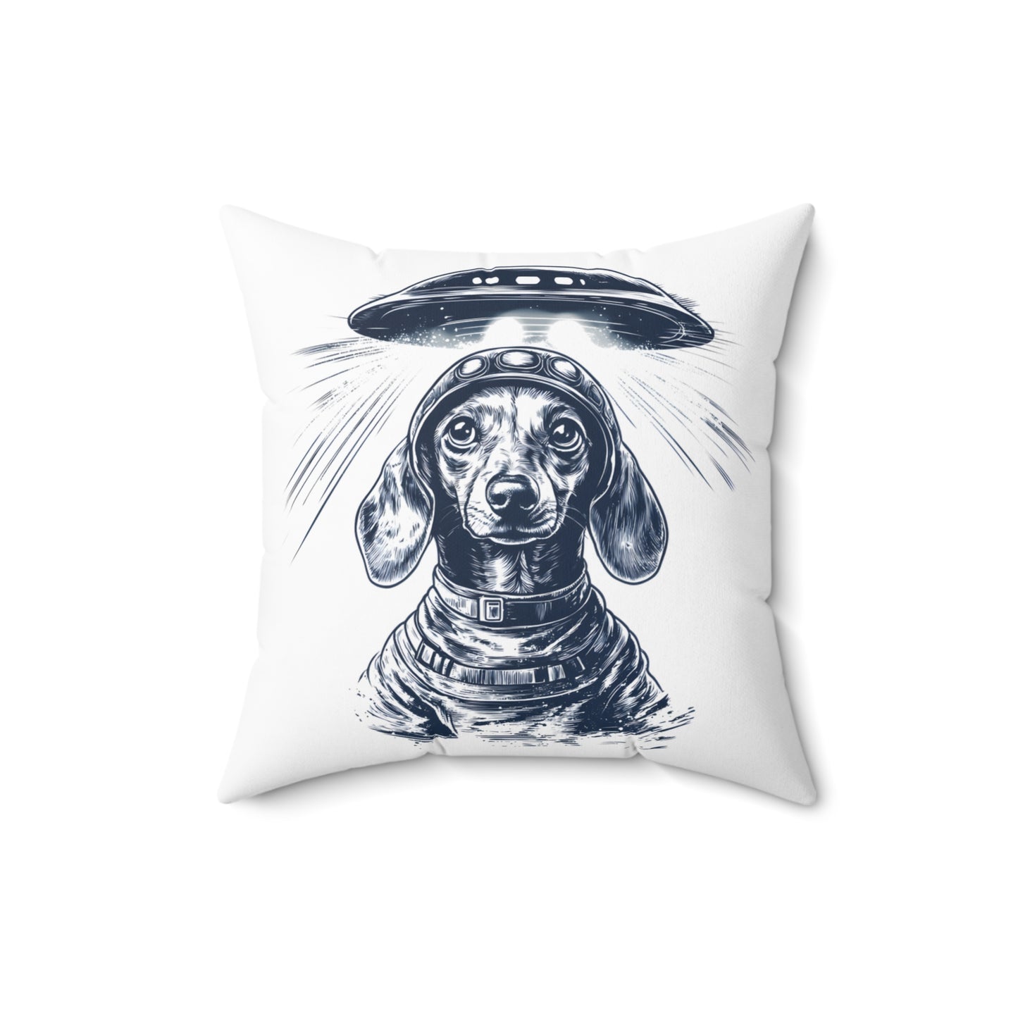 "Blue Beam" Smooth-Haired Dachshund Square Throw Pillow