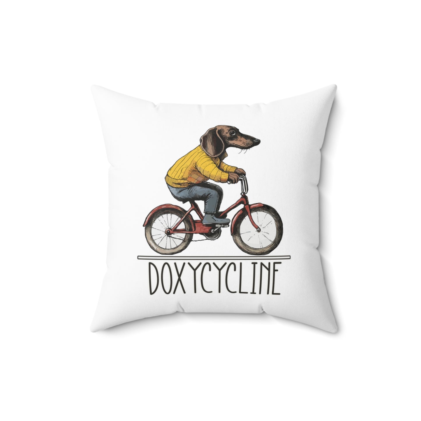 "Doxycycline" Smooth-Haired Dachshund Square Throw Pillow