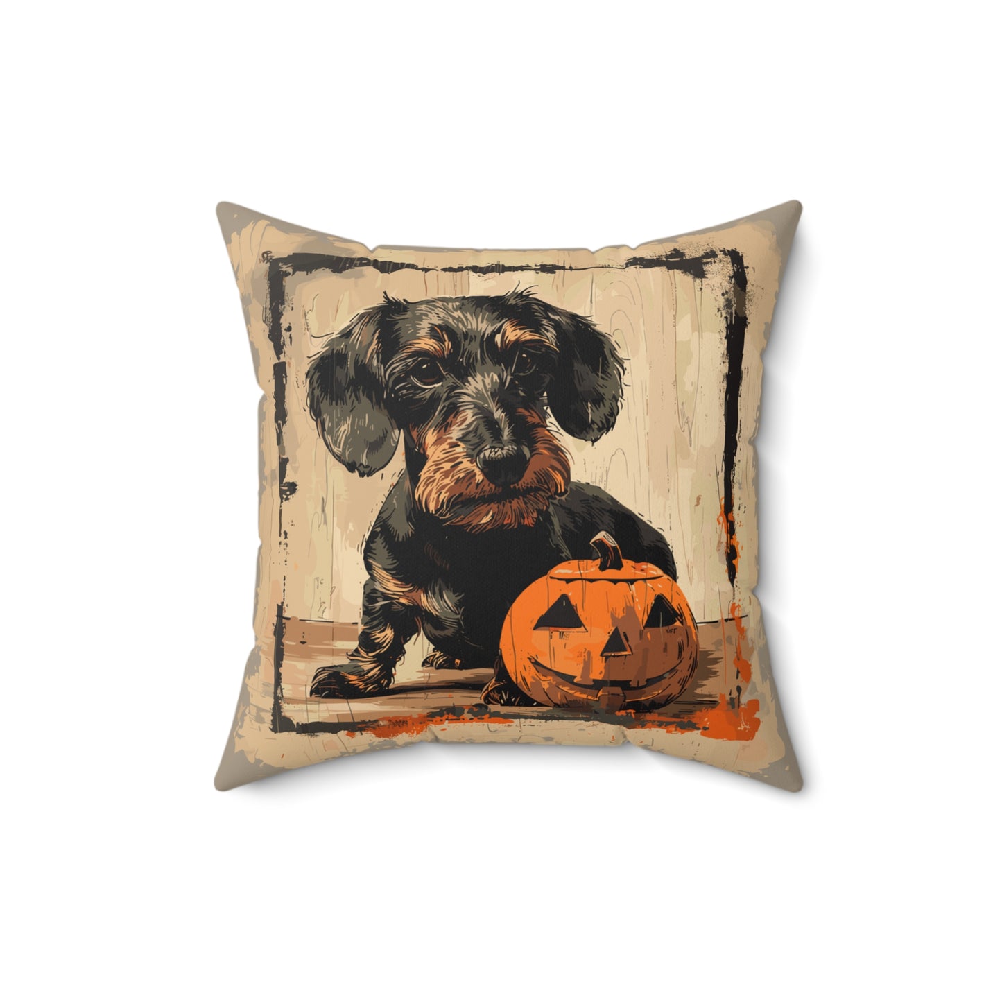 #32 Halloween Inspired Wire-Haired Dachshund Throw Pillow