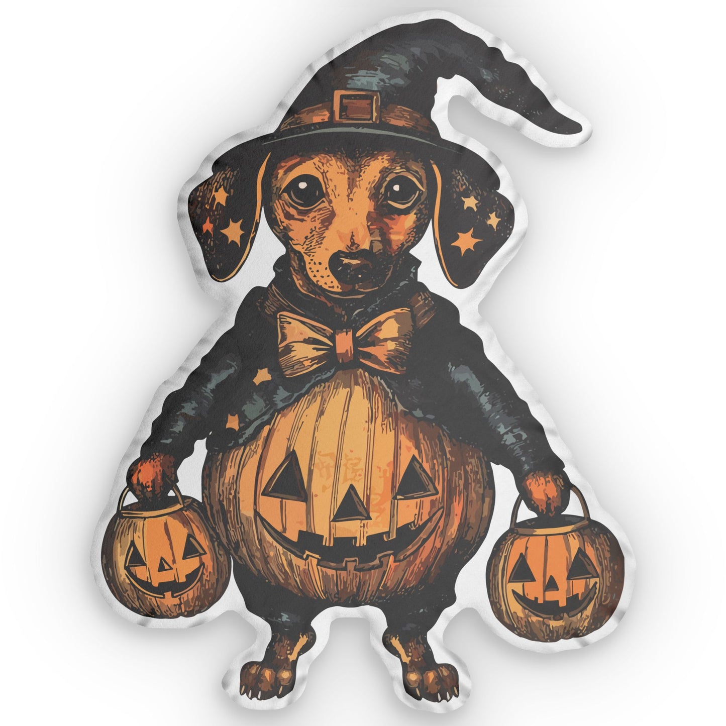 #9 Vintage Halloween Inspired Tan Smooth-Haired Dachshund Custom Shaped Pillow