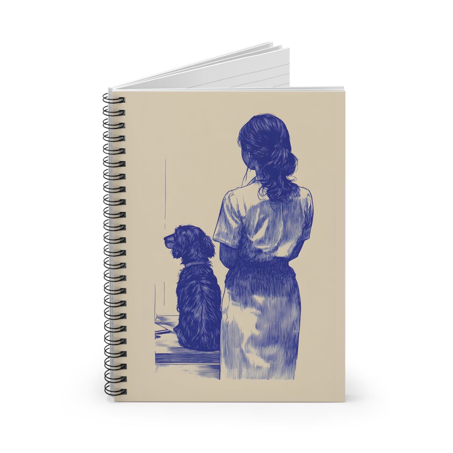 "Waiting" Wire-Haired Dachshund Ruled Line Spiral Notebook