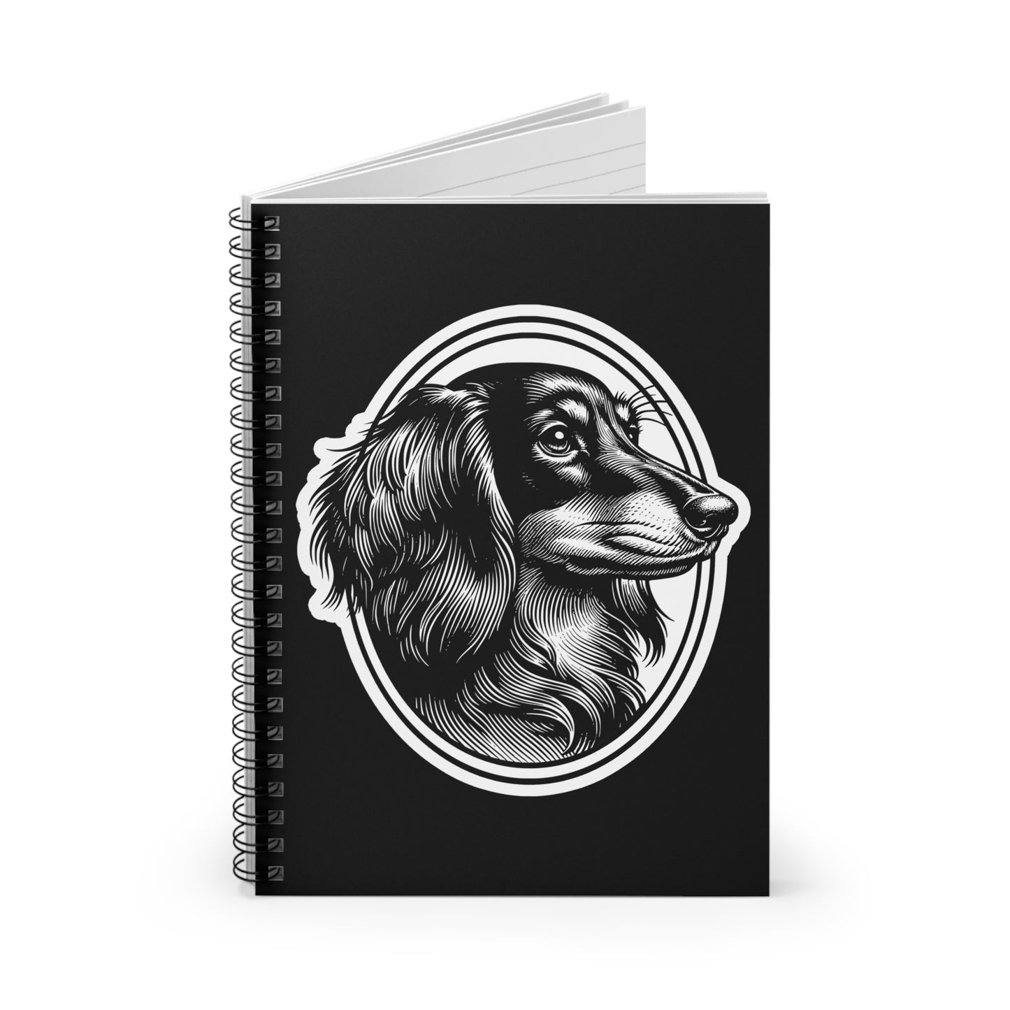 "#6 Classic™" Long-Haired Dachshund Ruled Line Spiral Notebook
