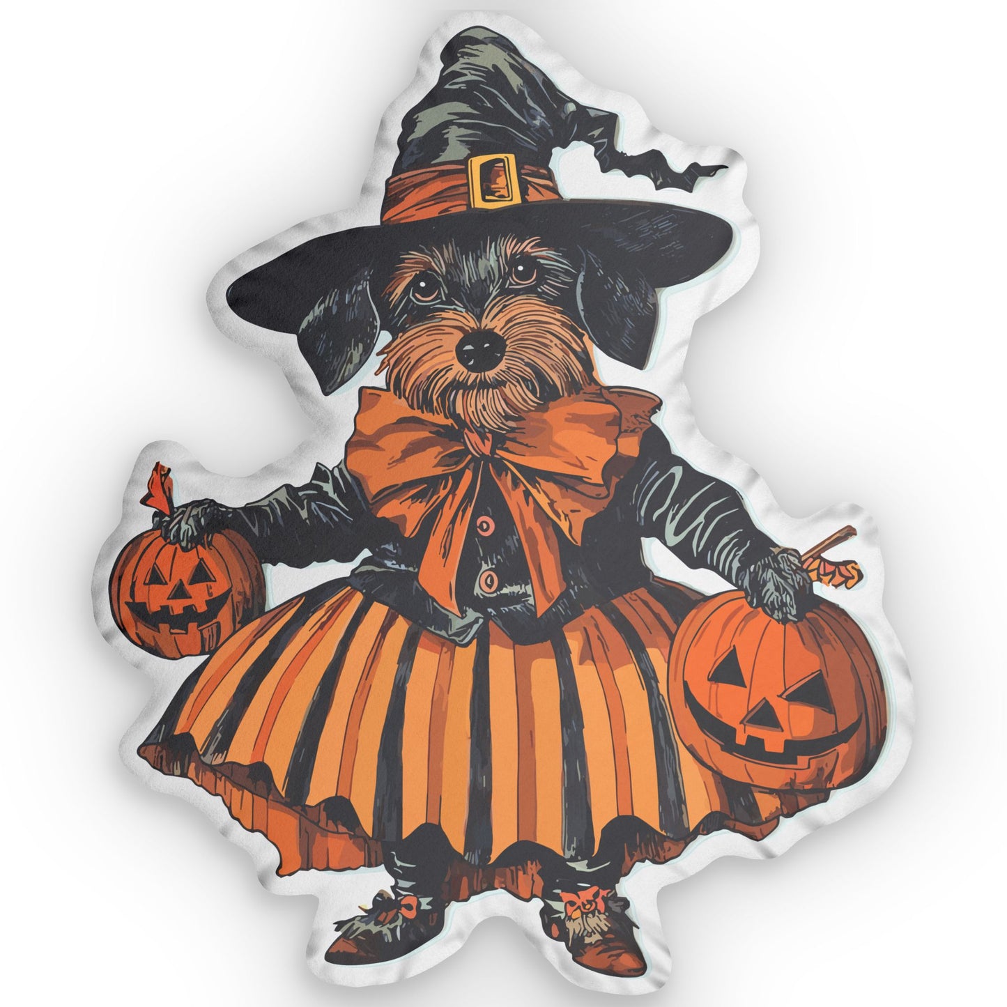 #27 Vintage Halloween Inspired Wire-Haired Dachshund Custom Shaped Pillow