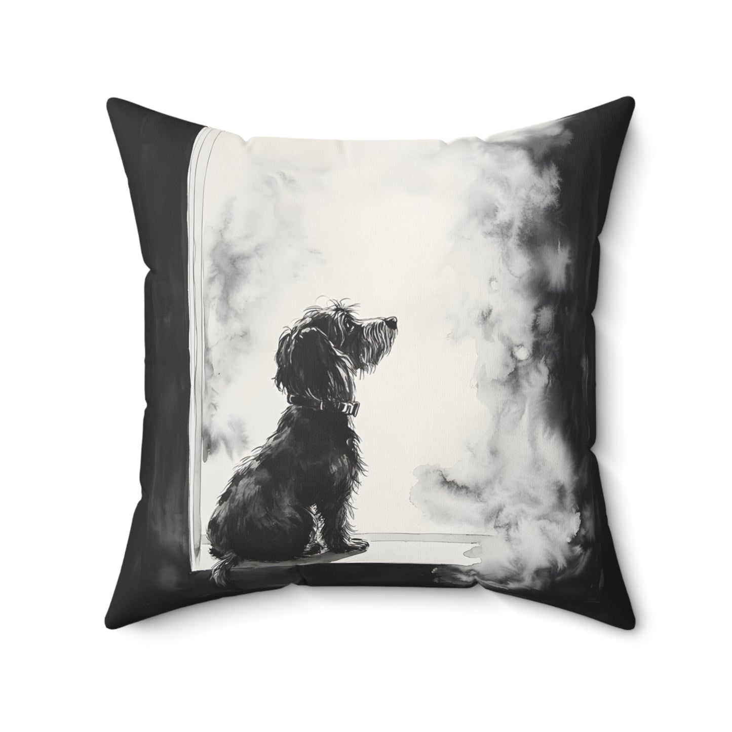 "Window Pane" Wire-Haired Dachshund Square Throw Pillow