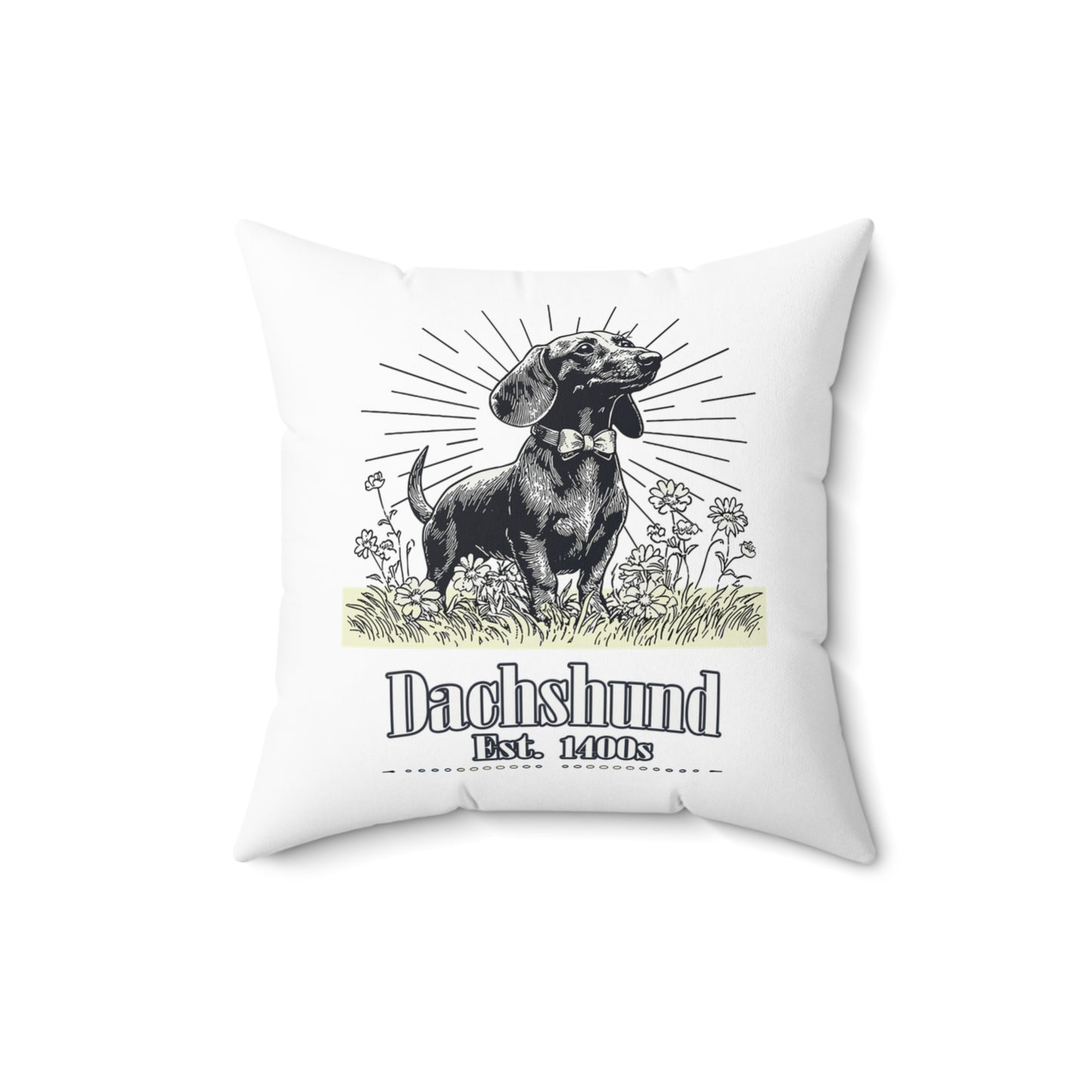"Circa" Smooth-Haired Dachshund Square Throw Pillow