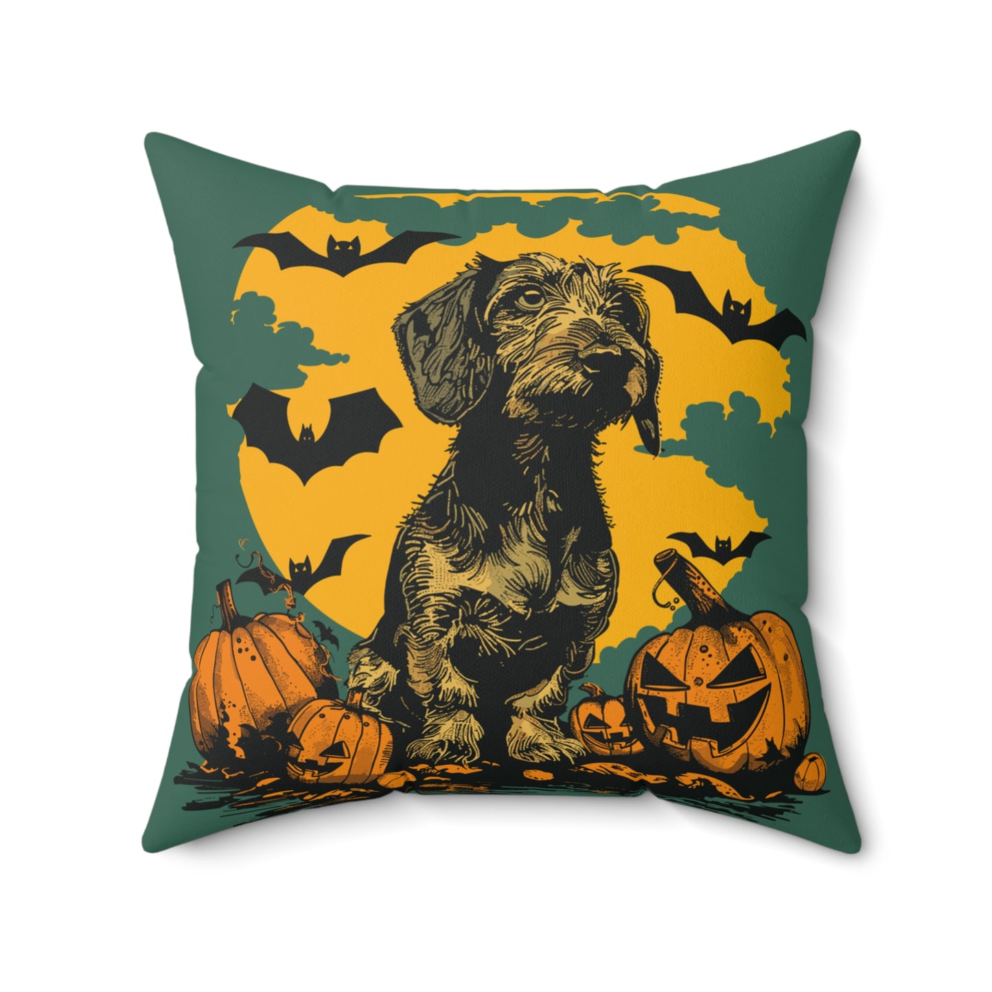#36 Halloween Inspired Wire-Haired Dachshund Throw Pillow