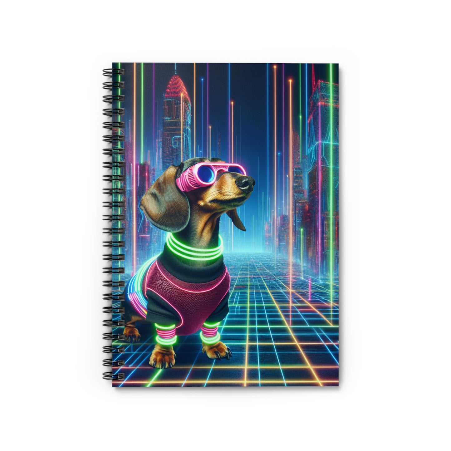"The Dachshund Has Entered The Grid" Black & Tan Smooth-Haired Dachshund Ruled Line Spiral Notebook