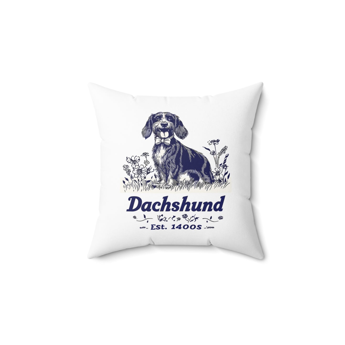 "Circa" Wire-Haired Dachshund Square Throw Pillow