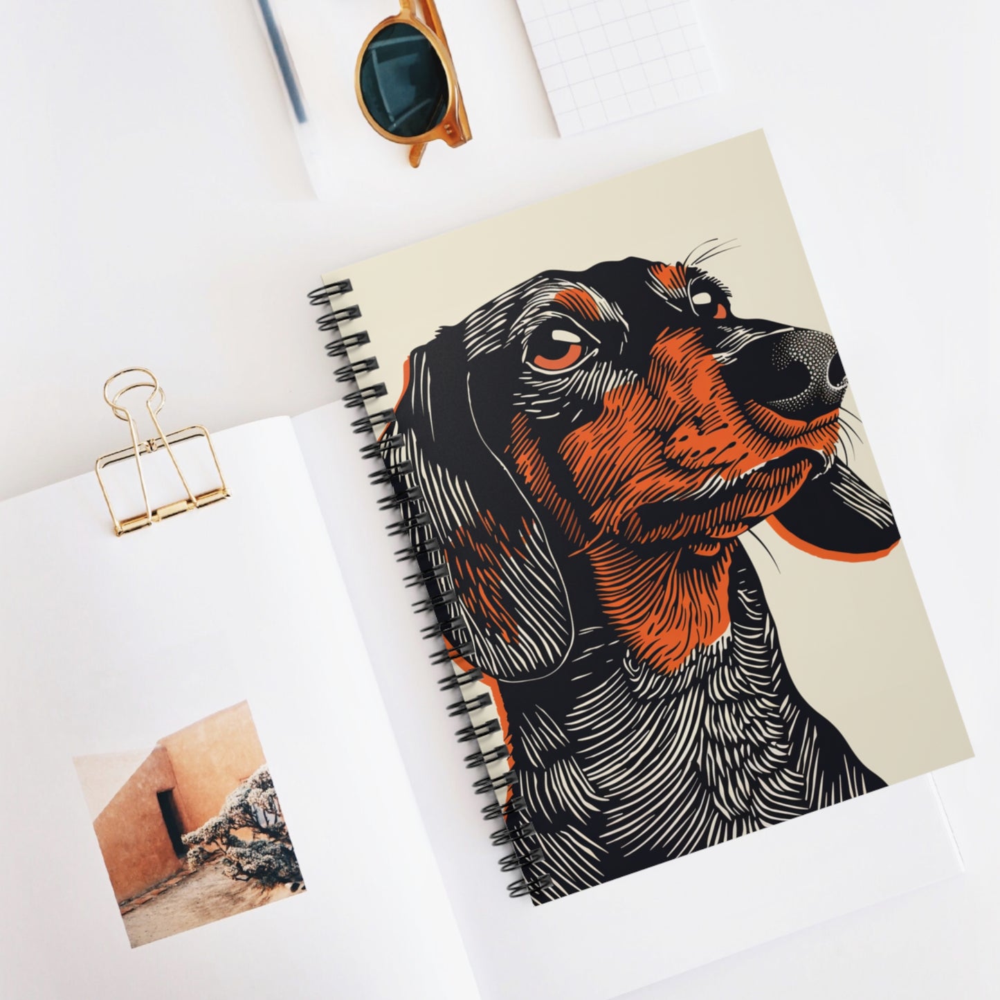"That Face" Black & Tan Smooth-Haired Dachshund Ruled Line Spiral Notebook