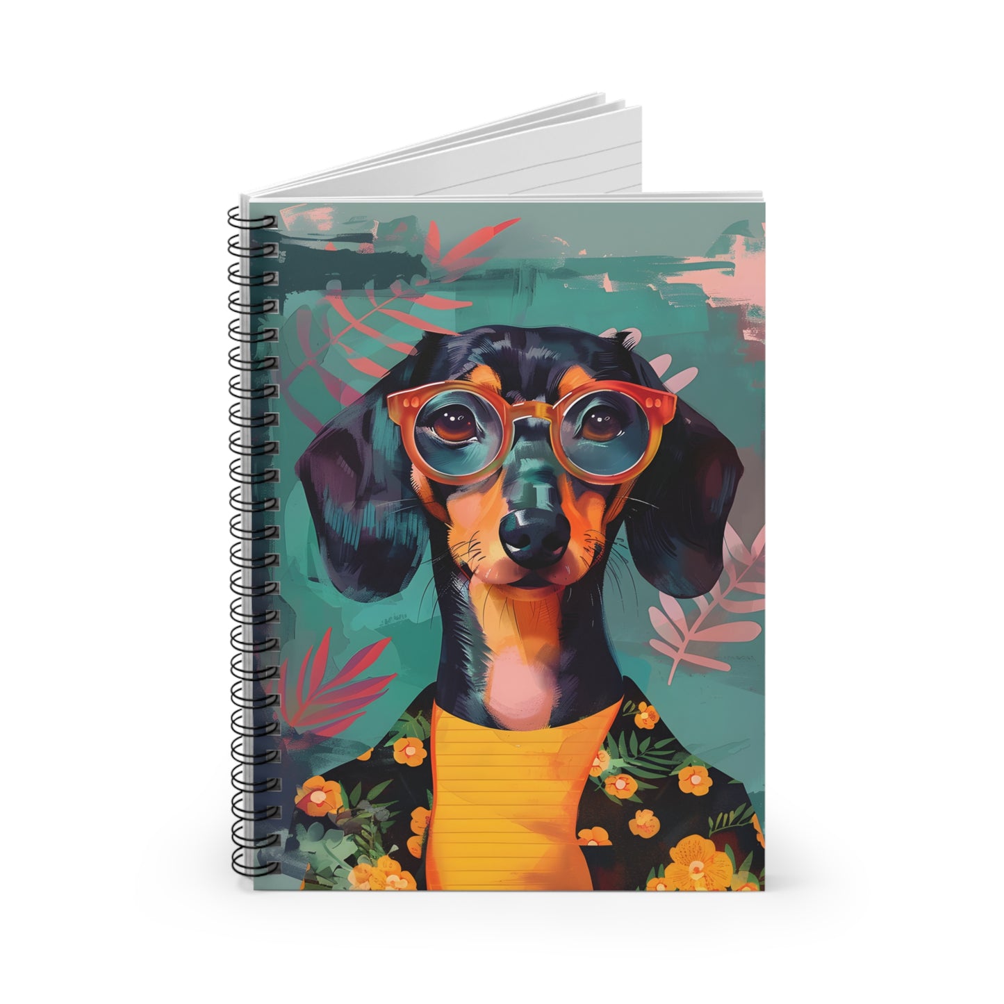 "Cool" Black & Tan Smooth-Haired Dachshund Ruled Line Spiral Notebook