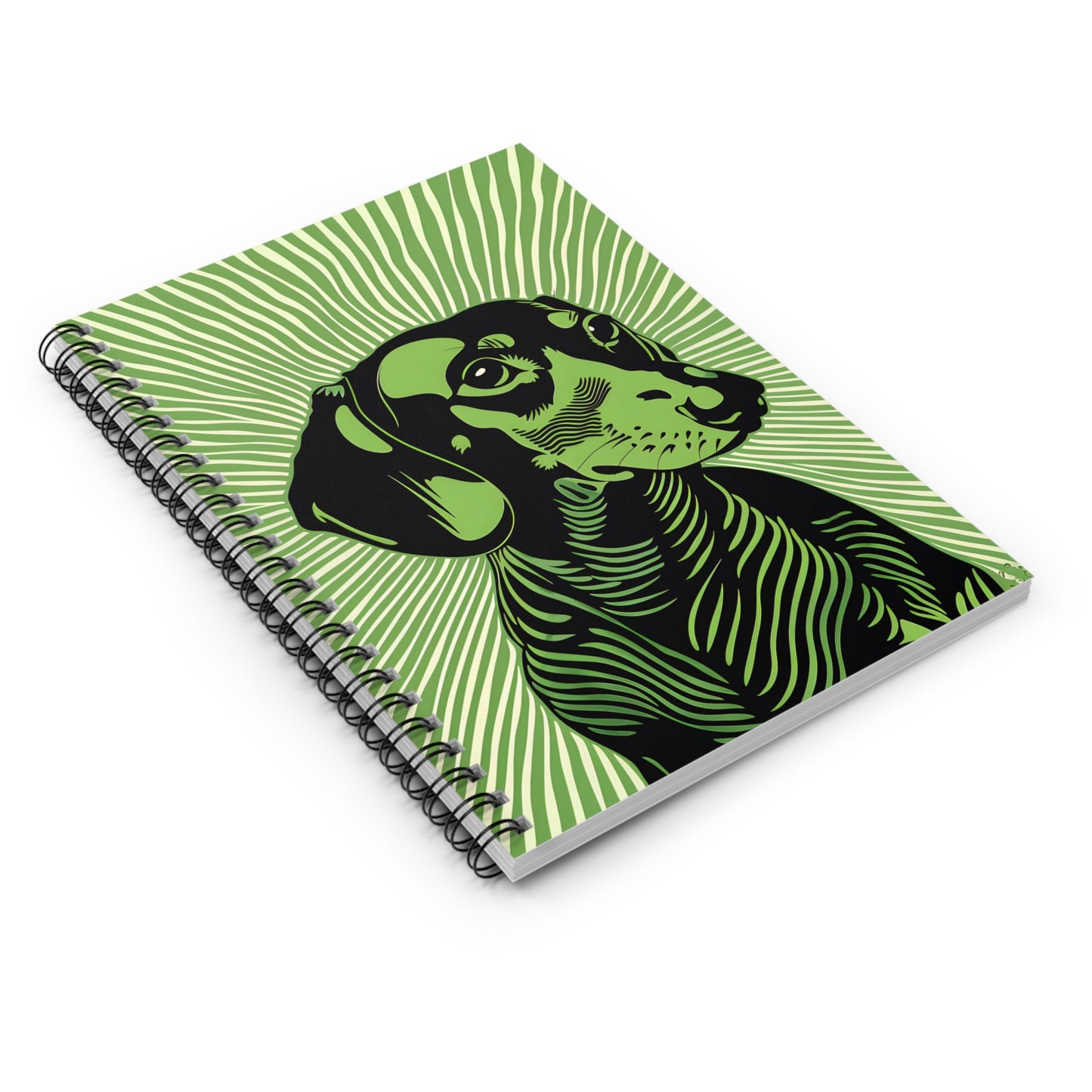 "Lime Burst" Black & Tan Smooth-Haired Dachshund Ruled Line Spiral Notebook