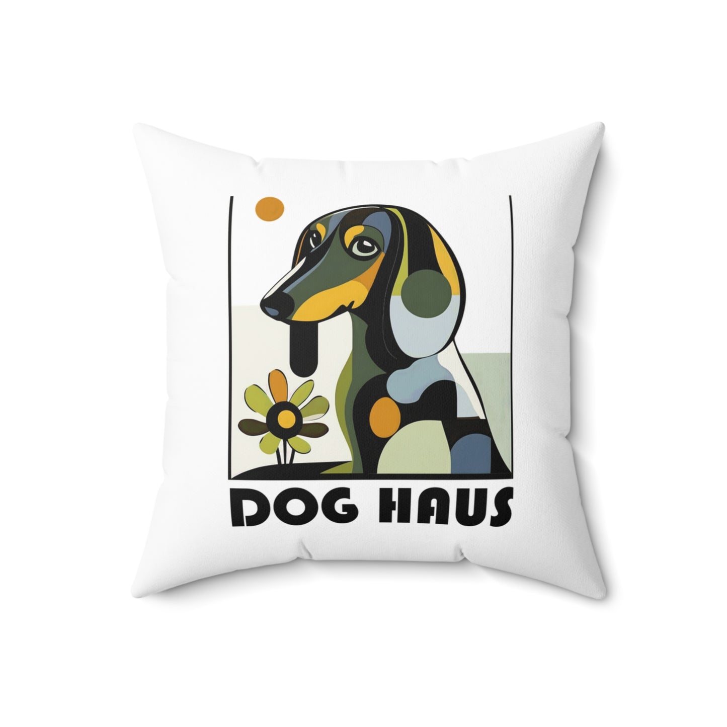 "Long Haus" Long-Haired Dachshund Square Throw Pillow